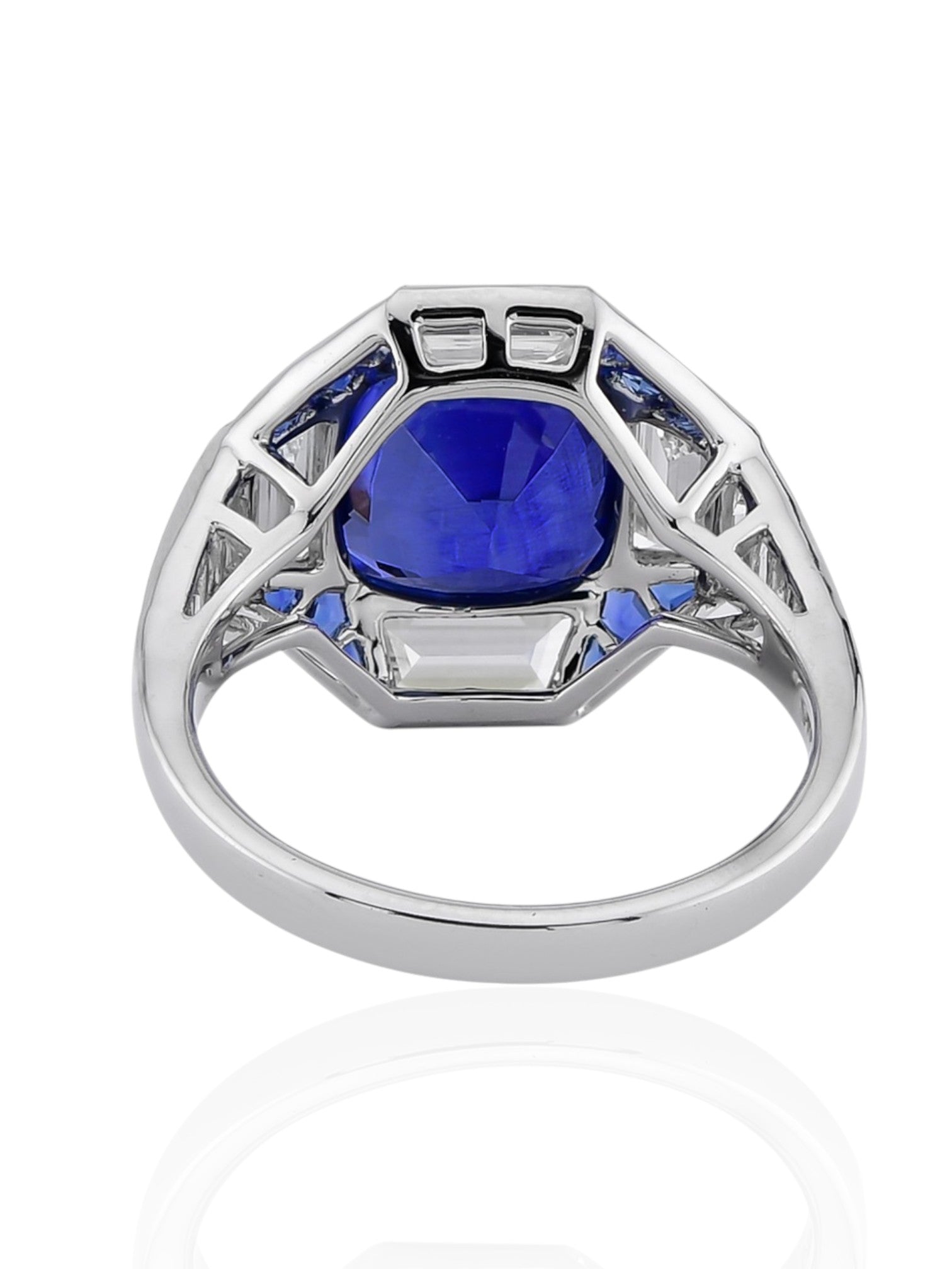 Sophia D Art Deco Style Sapphire and Diamond Mosaic Ring in Platinum