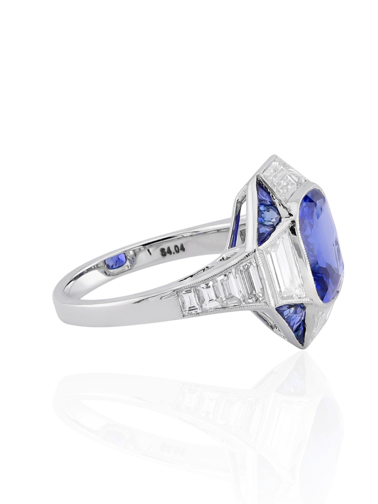 Sophia D Art Deco Style Sapphire and Diamond Mosaic Ring in Platinum