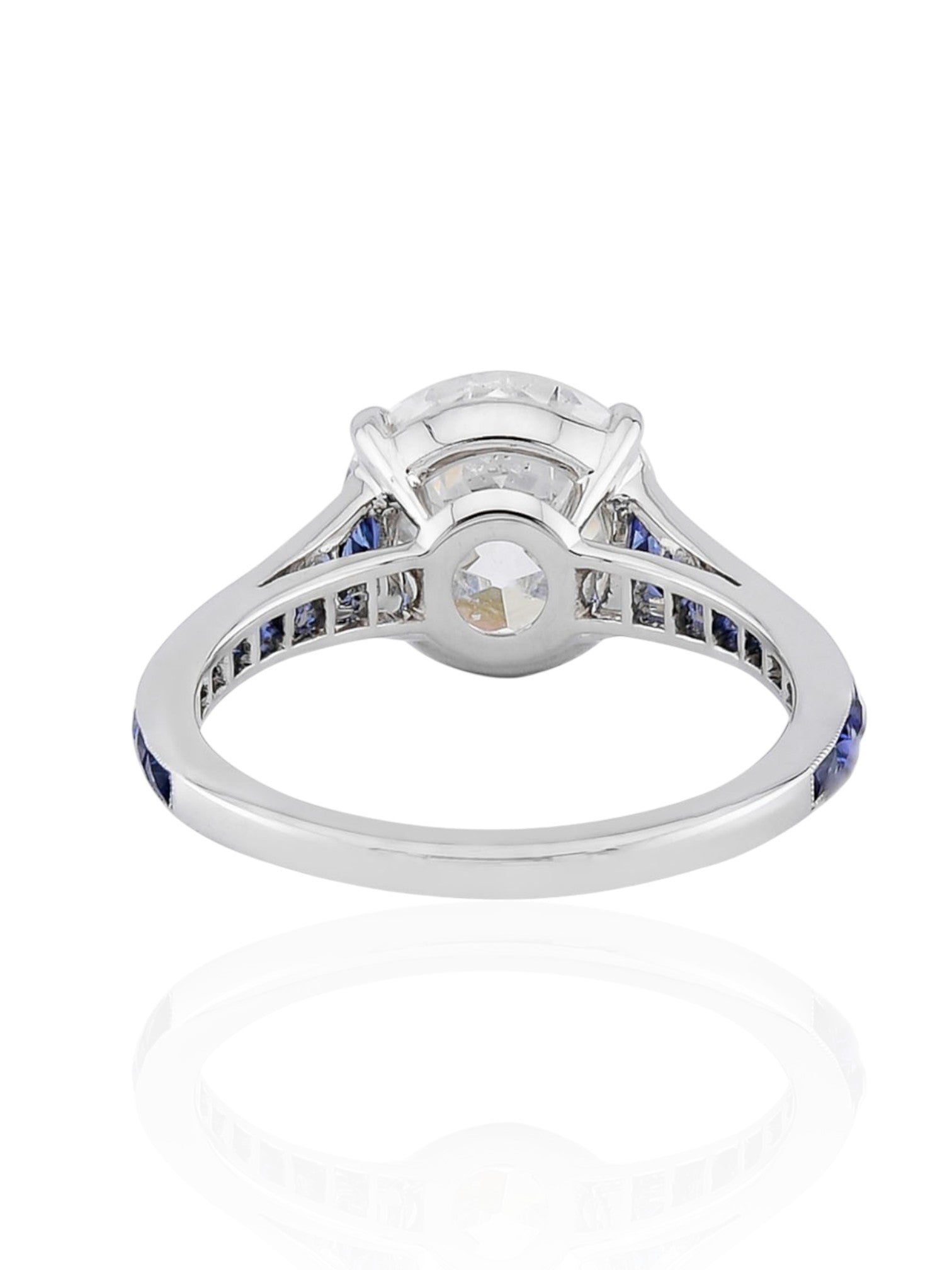 Sophia D Old European Cut Diamond and Sapphire Ring in Platinum