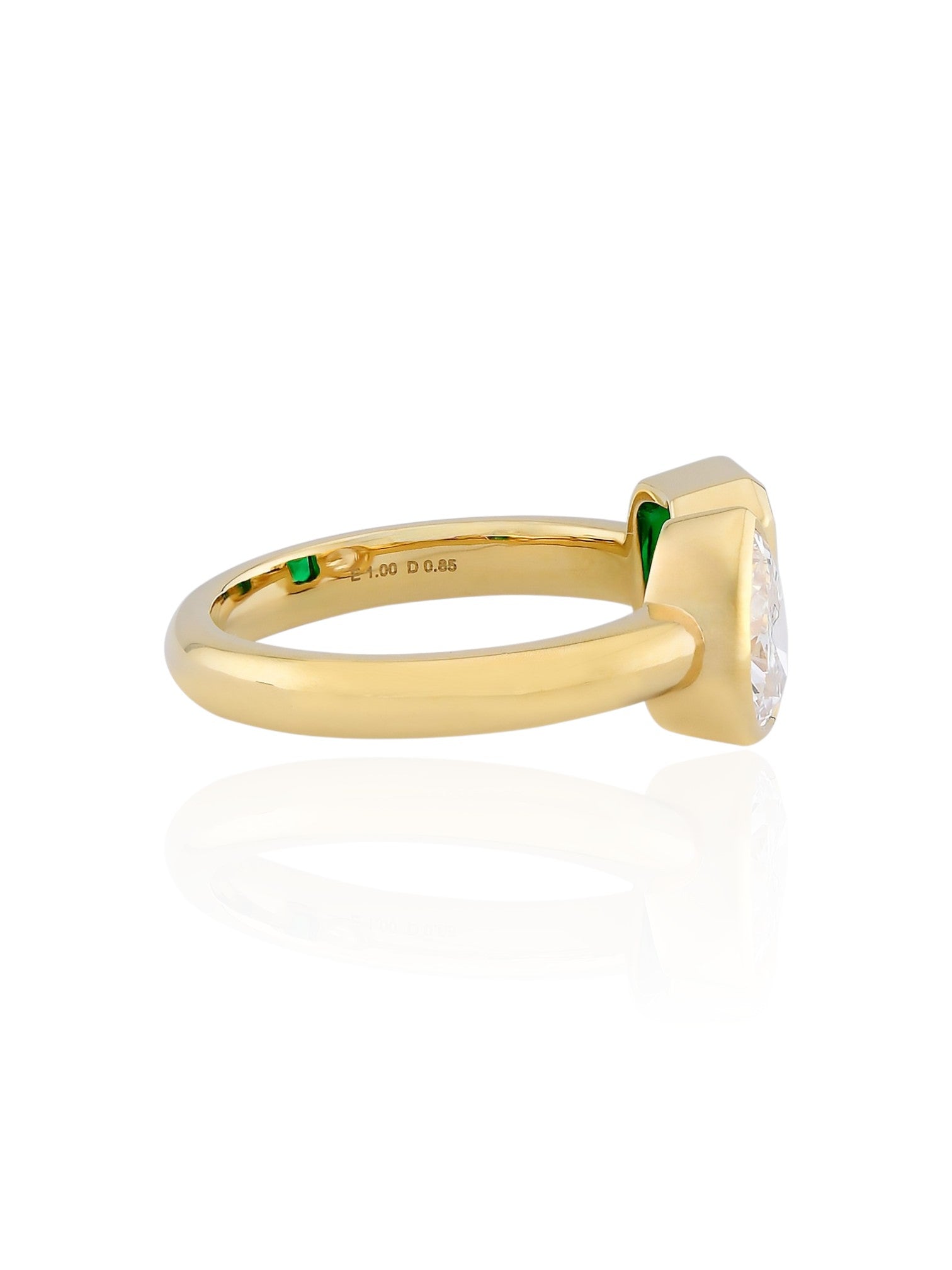 Sophia D 18K Yellow Gold Emerald and Pear-Shaped Diamond Ring