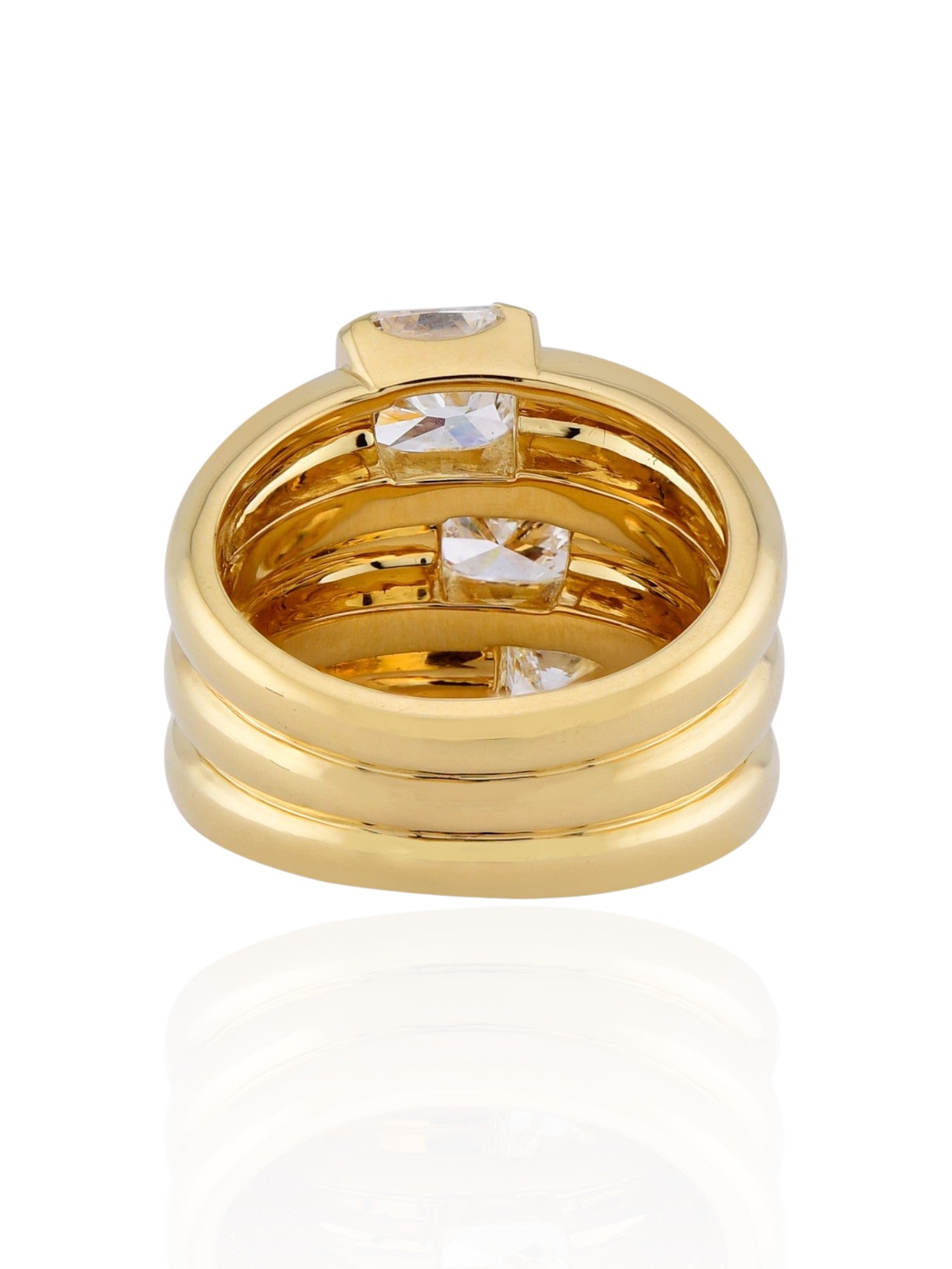 Sophia D Triple Band Radiant Diamond Ring in 18K Yellow Gold