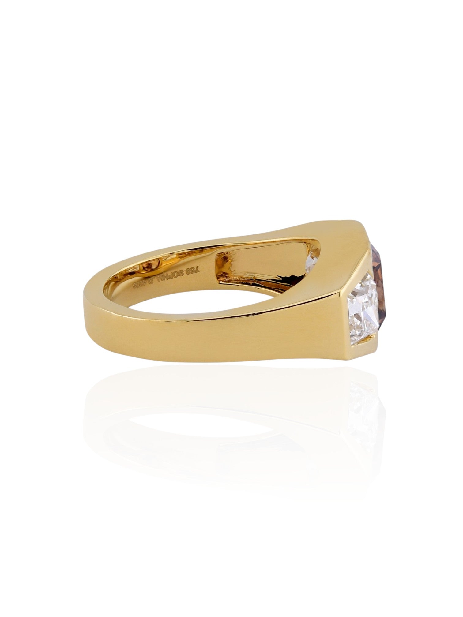 Sophia D Three-Stone Brown Diamond Ring in 18K Yellow Gold