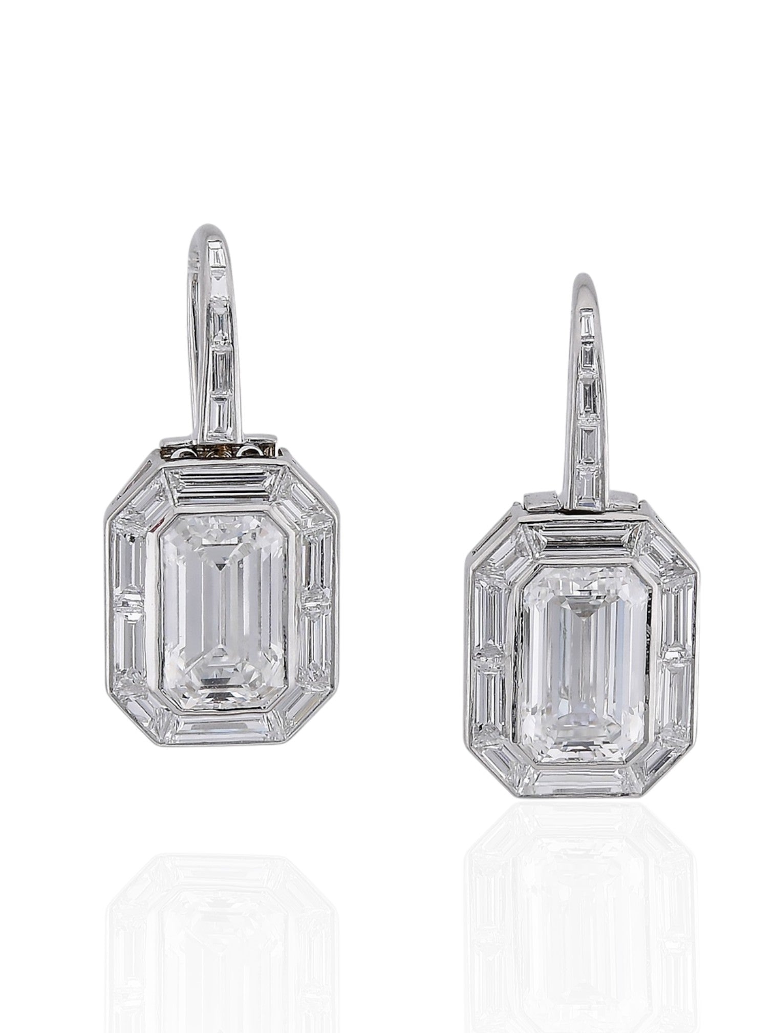 Sophia D Mosaic Art Deco Diamond Earrings in Platinum and 18K Yellow Gold