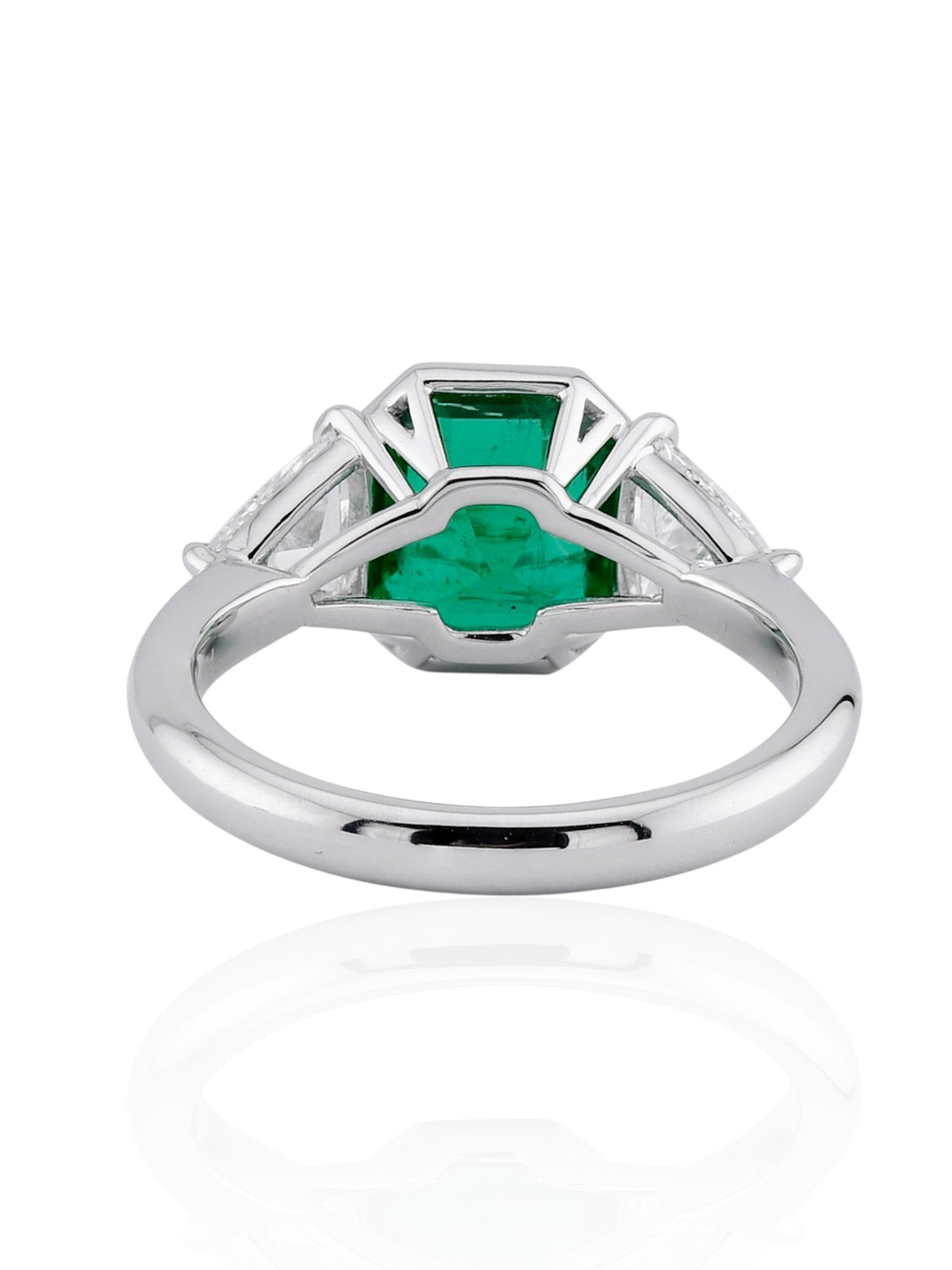 Sophia D Platinum Emerald and Diamond Three-Stone Ring