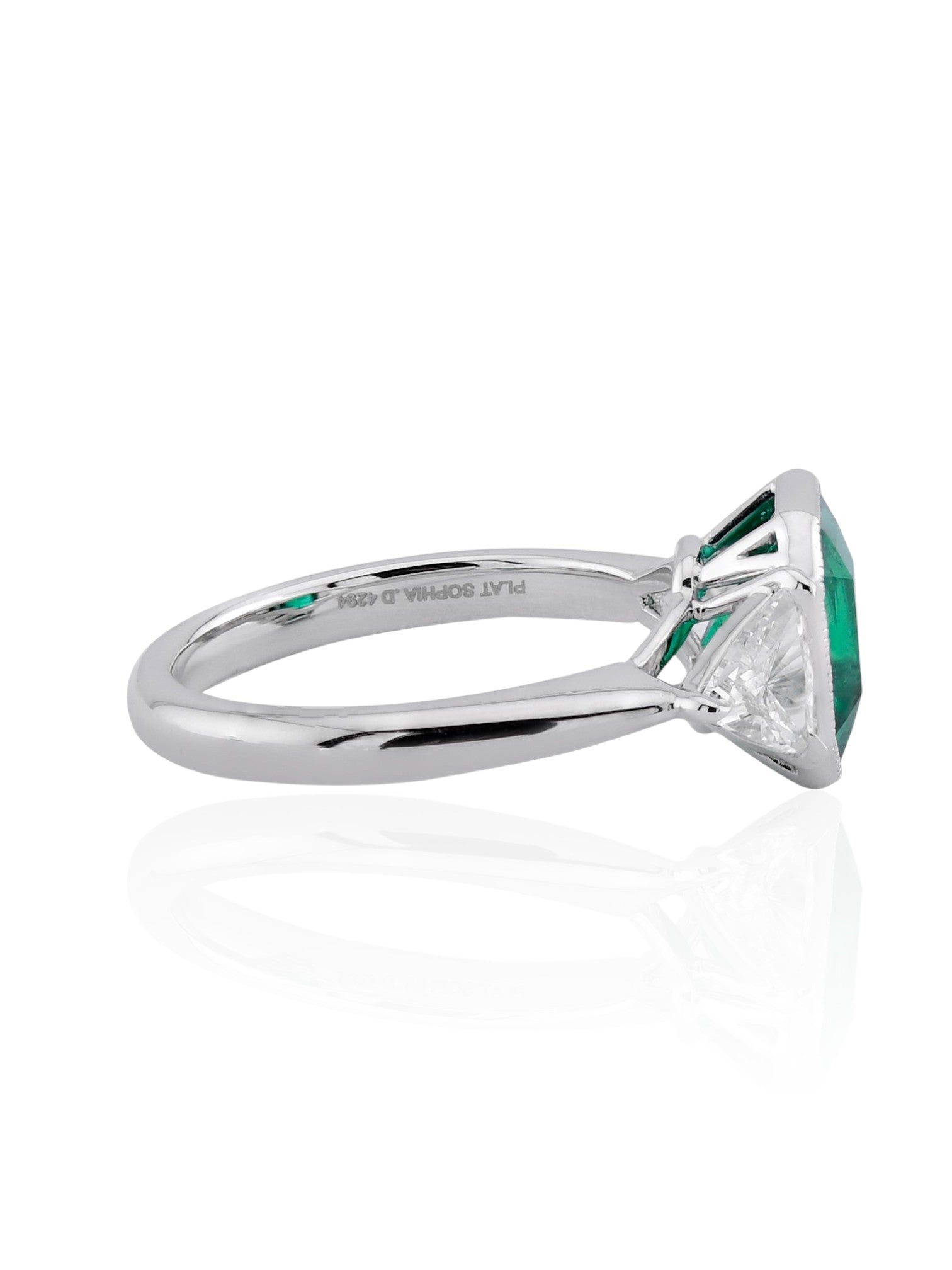 Sophia D Platinum Emerald and Diamond Three-Stone Ring