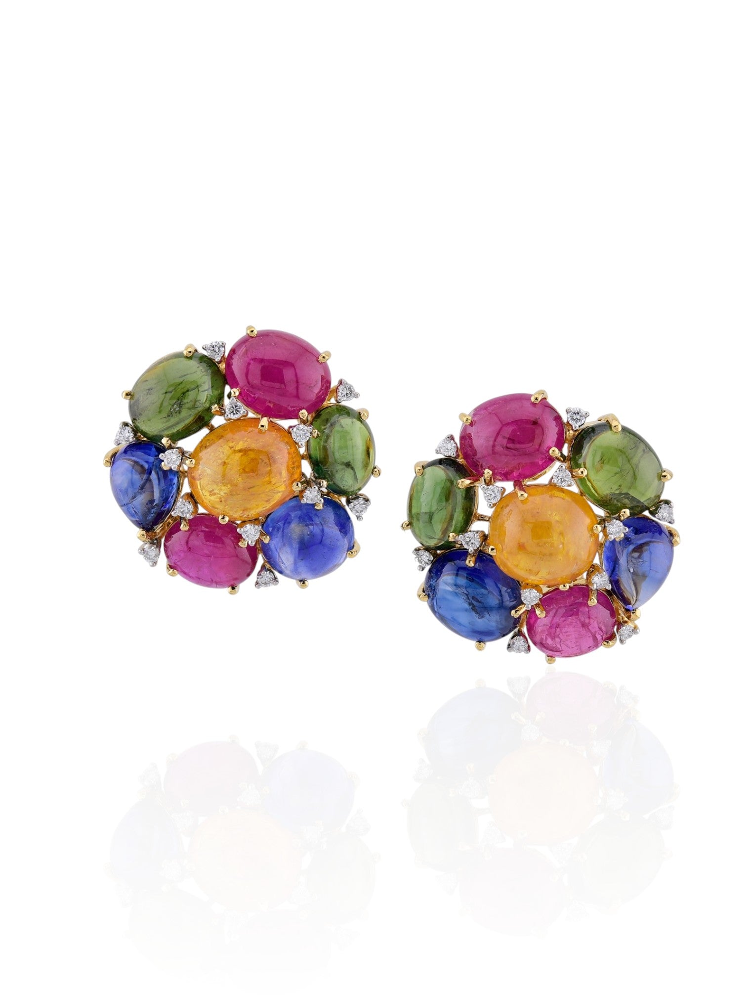 Sophia D Art Deco Multicolor Gemstone & Diamond Earrings in Platinum and 18K Yellow Gold
