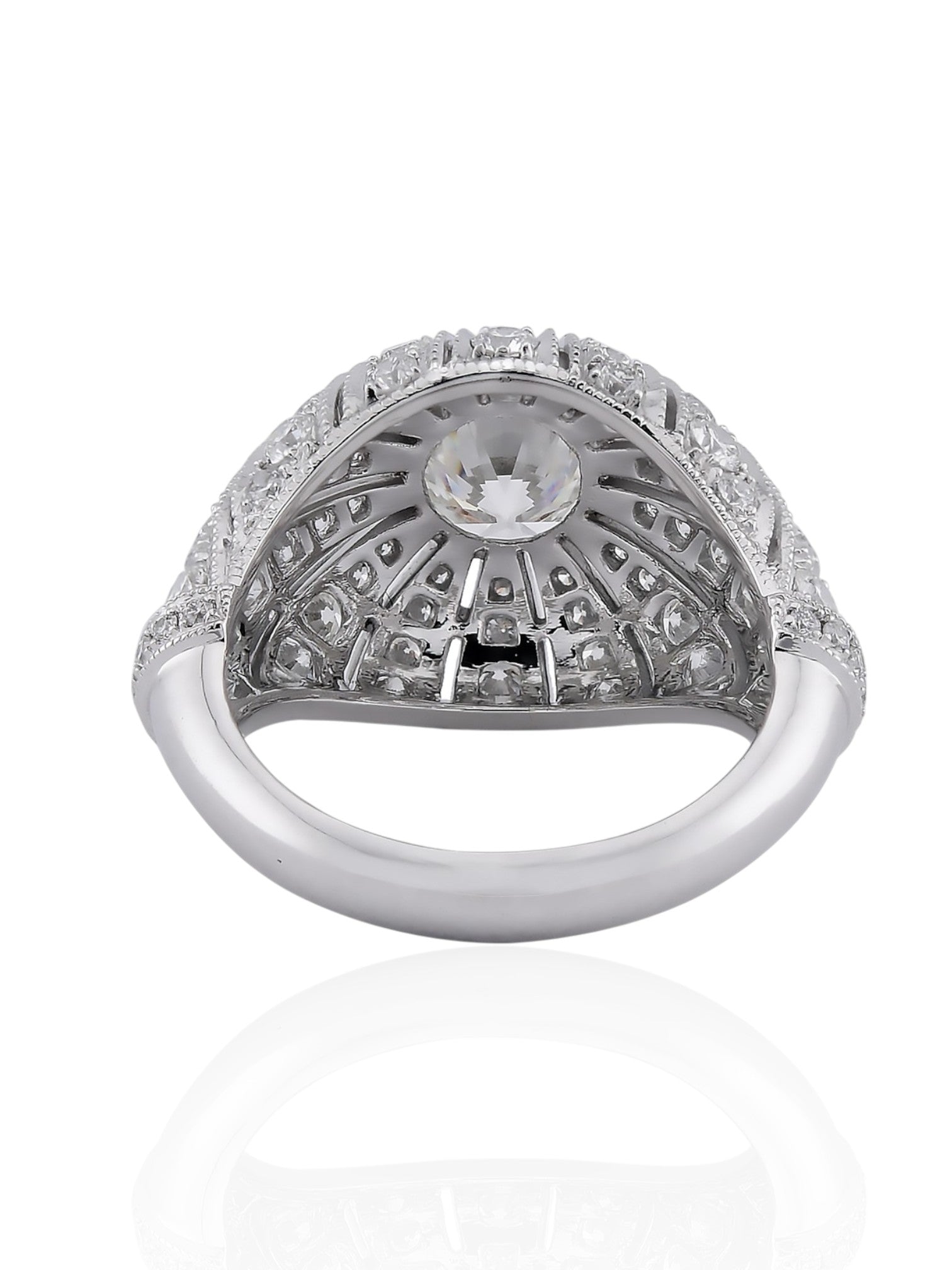 Sophia D Art Deco Round Diamond Sunburst Ring in Platinum