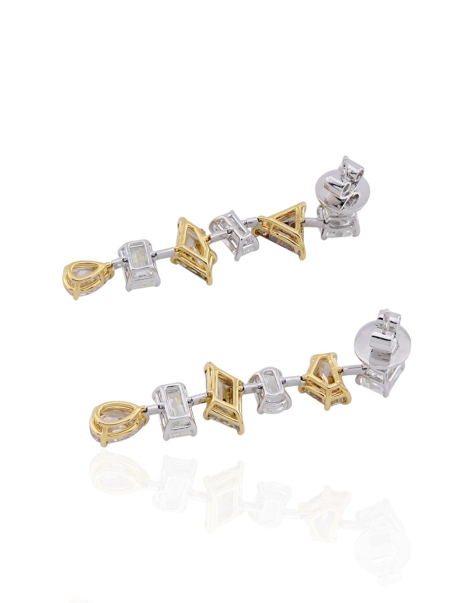 Sophia D Art Deco Diamond Drop Earrings in Platinum & 18K Yellow Gold