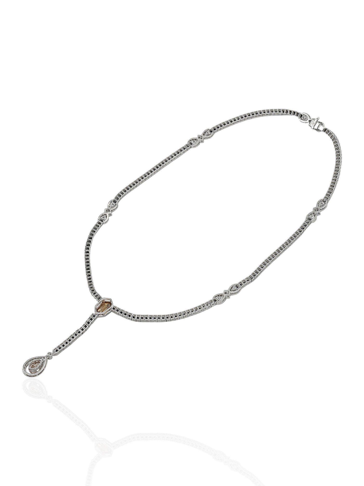 Sophia D Art Deco Onyx and Diamond Drop Necklace in Platinum