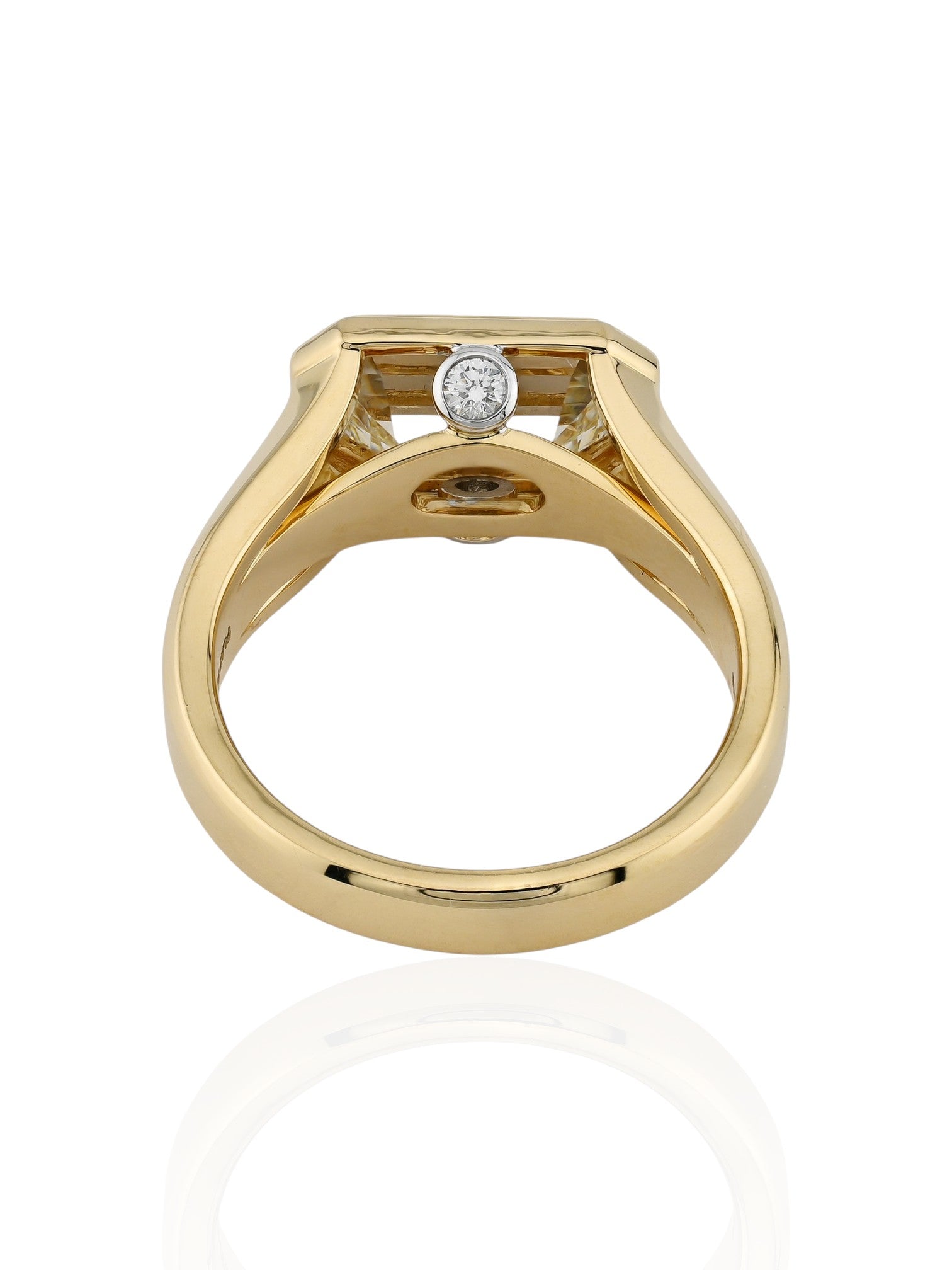 Sophia D Emerald Cut Diamond Bezel Ring in 18K Yellow Gold