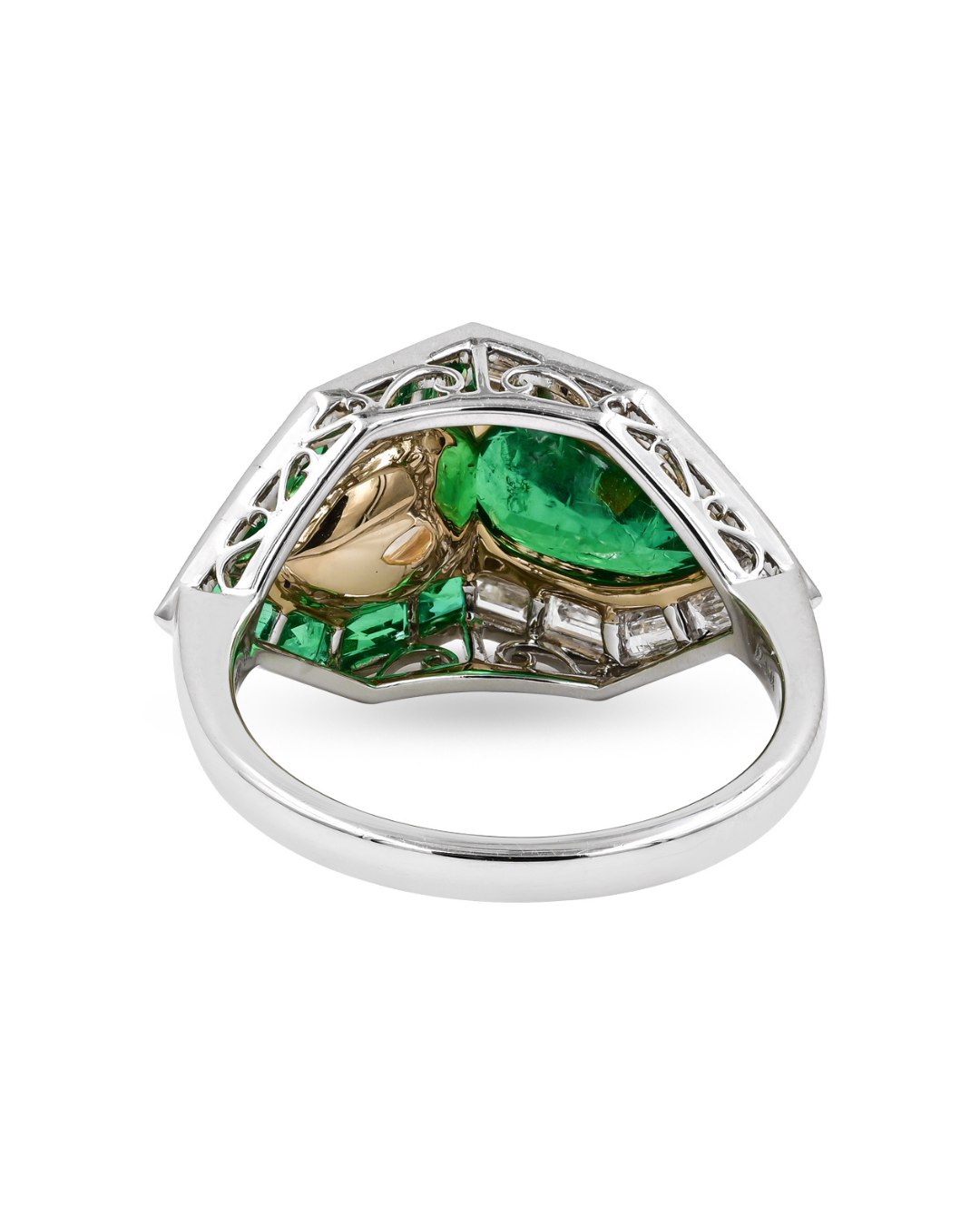 Sophia D. S Deco Ring with Emerald and Yellow Diamond