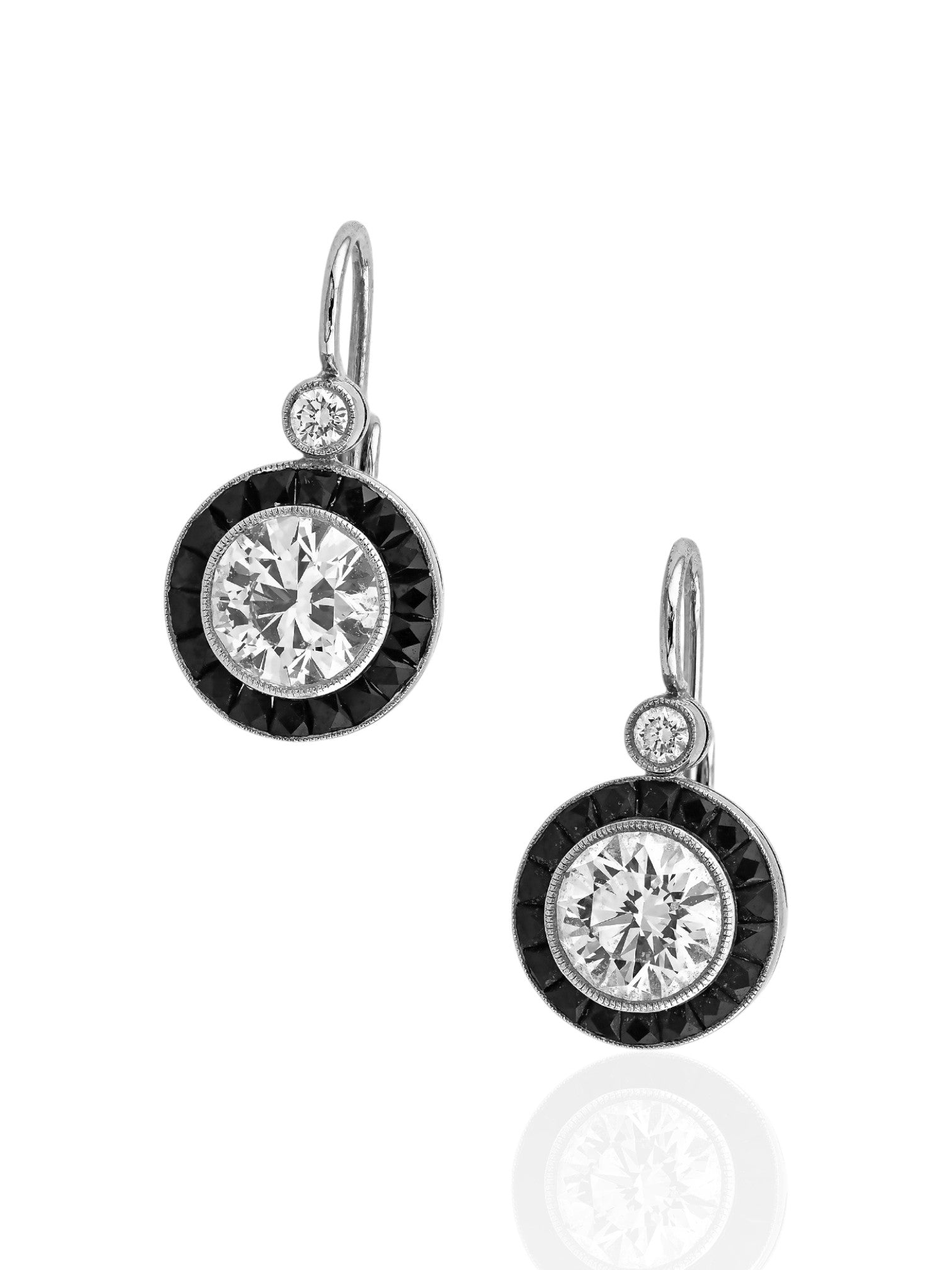 Sophia D Art Deco Diamond and Onyx Drop Earrings in Platinum