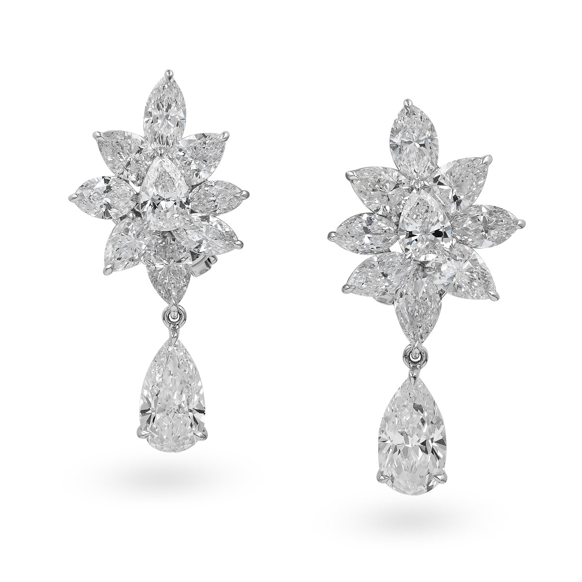 Sophia D. Cluster Earrings in Diamond and Pear Center