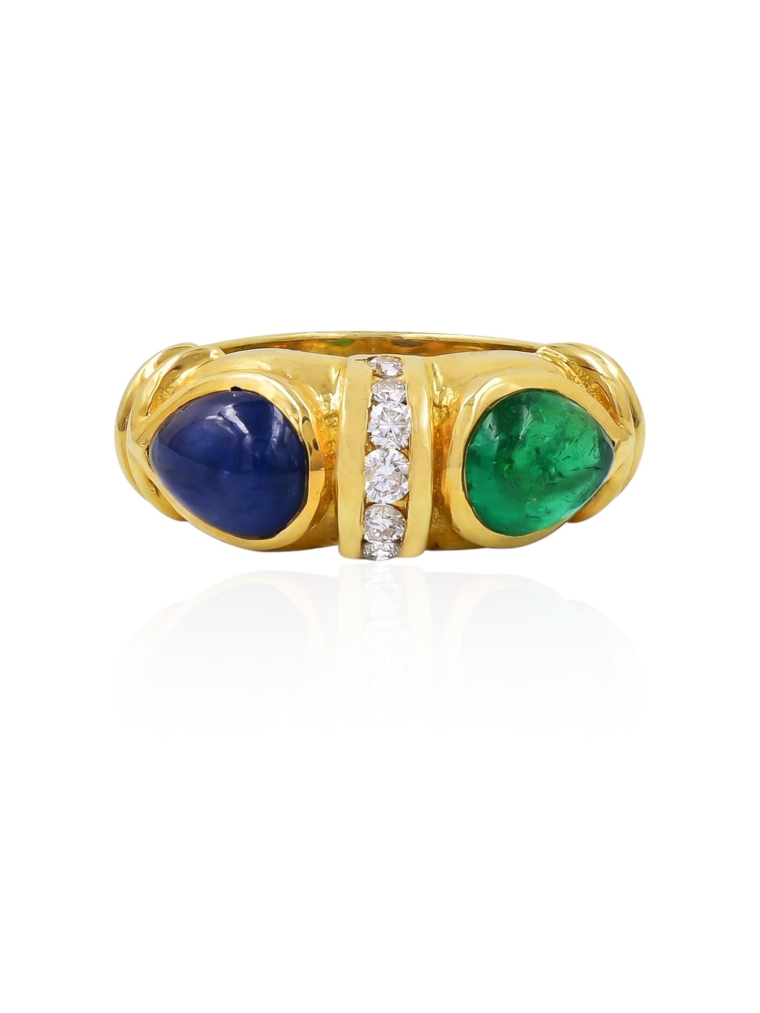 Sophia D Vintage Sapphire, Emerald & Diamond Ring in 18K Yellow Gold