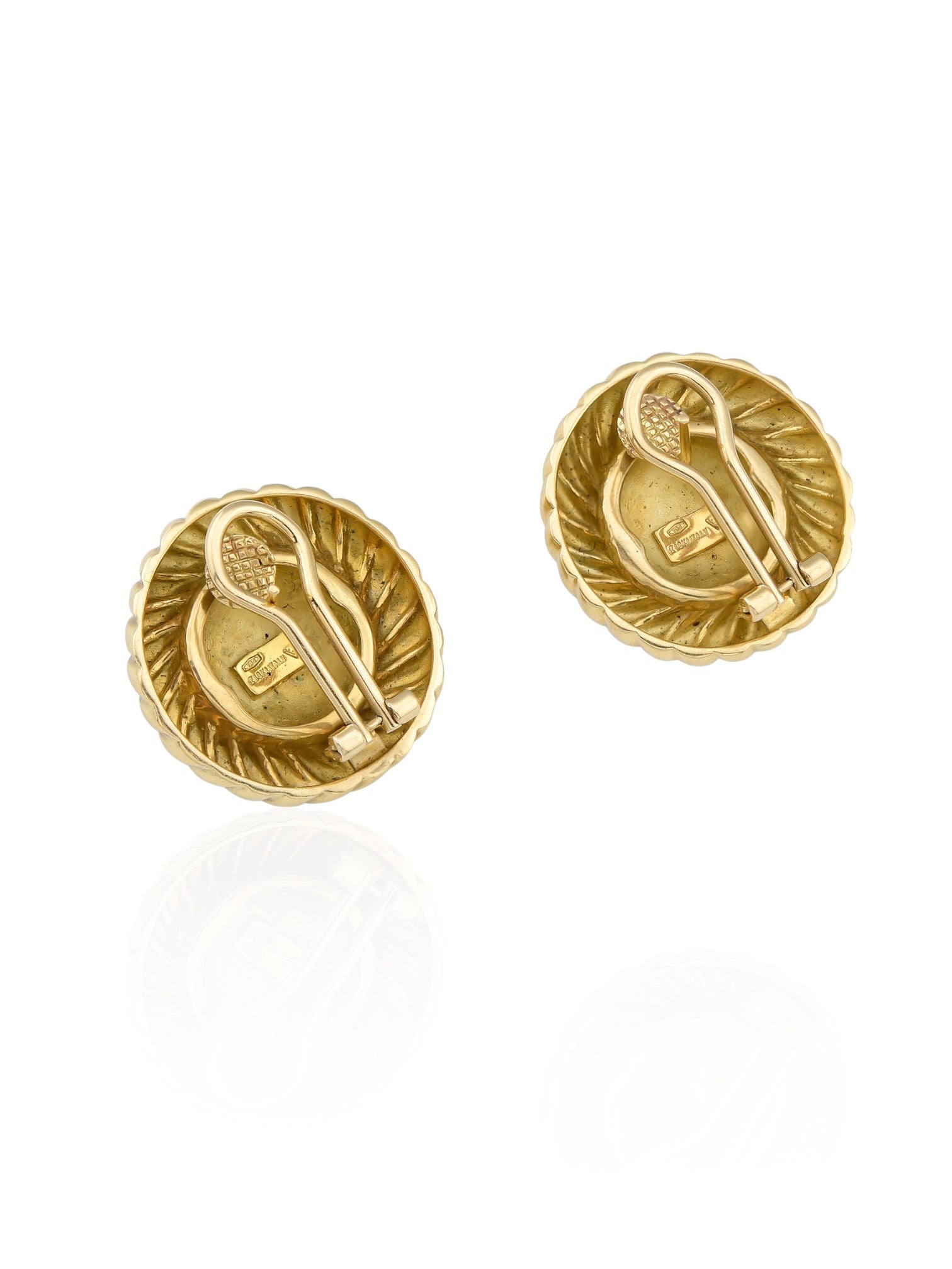 Sophia D Hammered Dome Earrings in 18K Yellow Gold