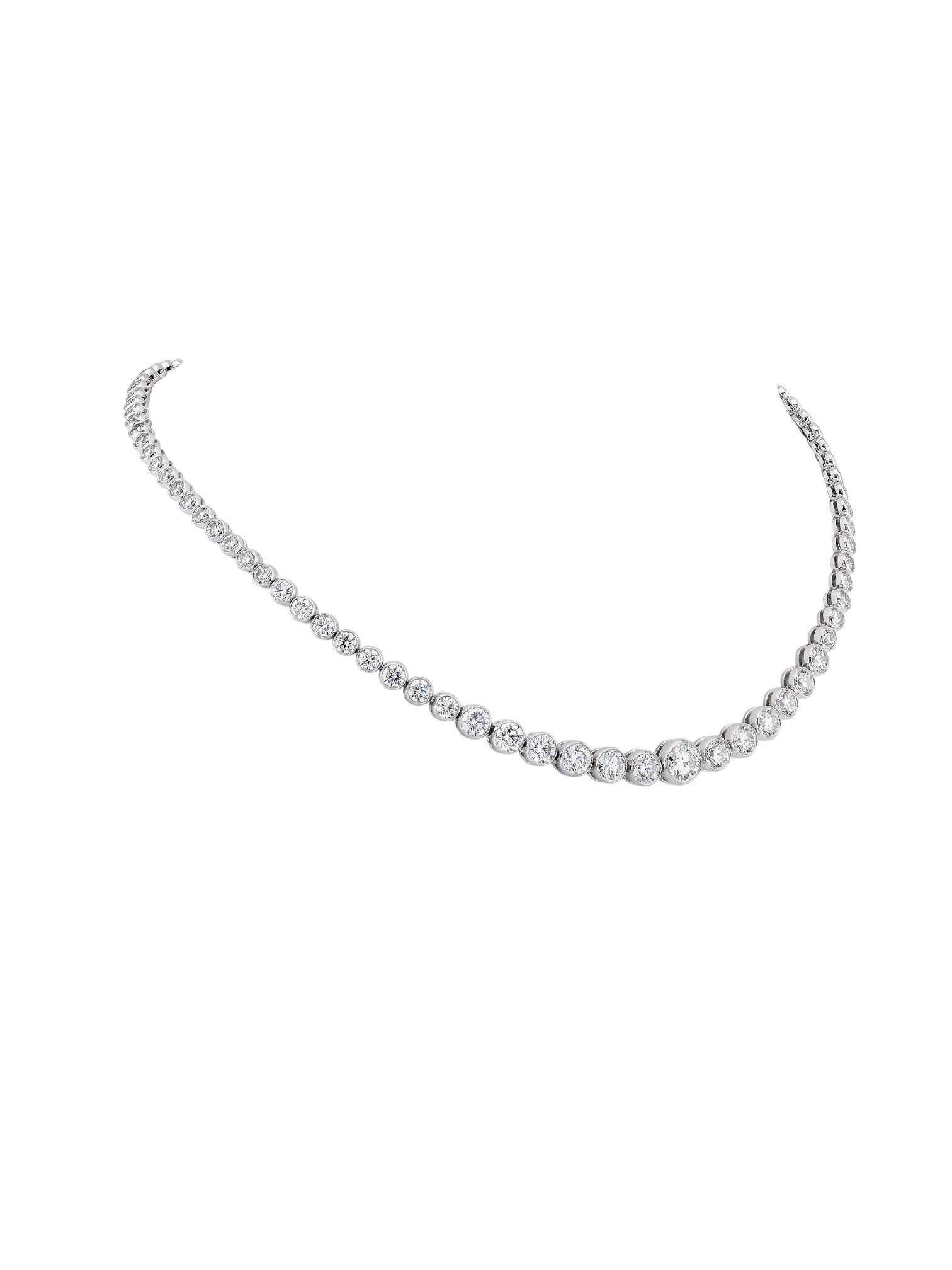 Sophia D Classic Diamond Bezel Set Tennis Necklace in Platinum
