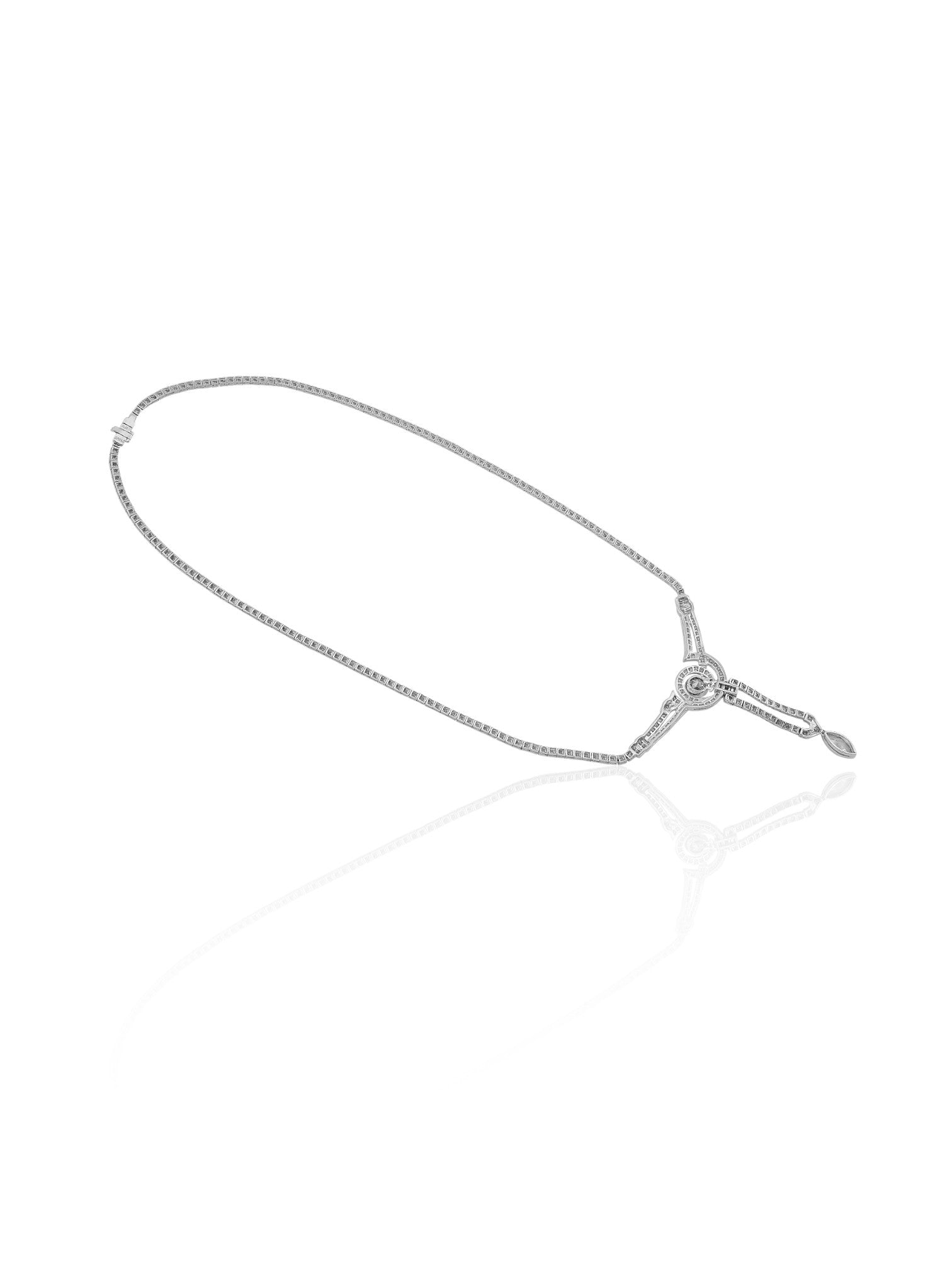 Sophia D Deco Drop Diamond Necklace in Platinum