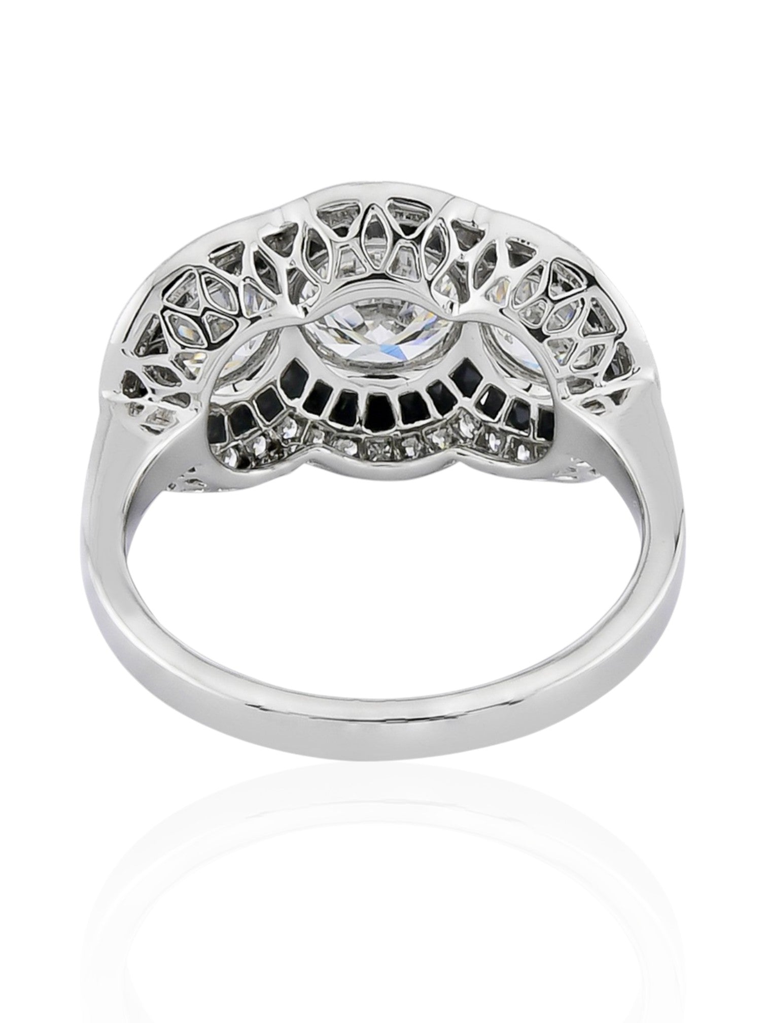 Sophia D Three-Stone Onyx and Diamond Ring in Platinum
