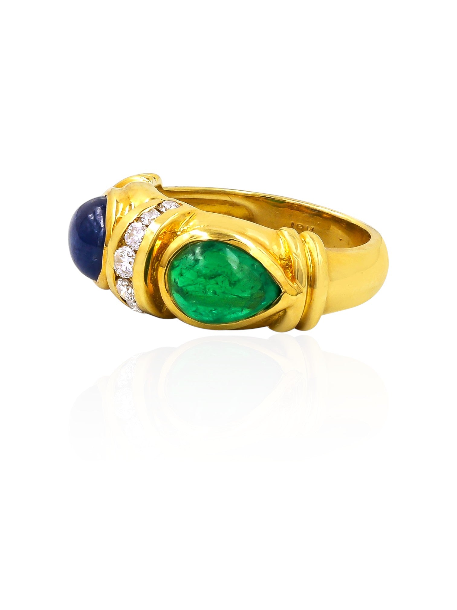 Sophia D Vintage Sapphire, Emerald & Diamond Ring in 18K Yellow Gold