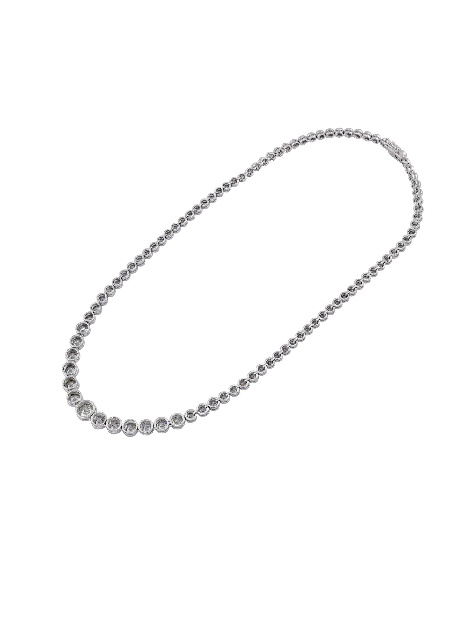 Sophia D Classic Diamond Bezel Set Tennis Necklace in Platinum