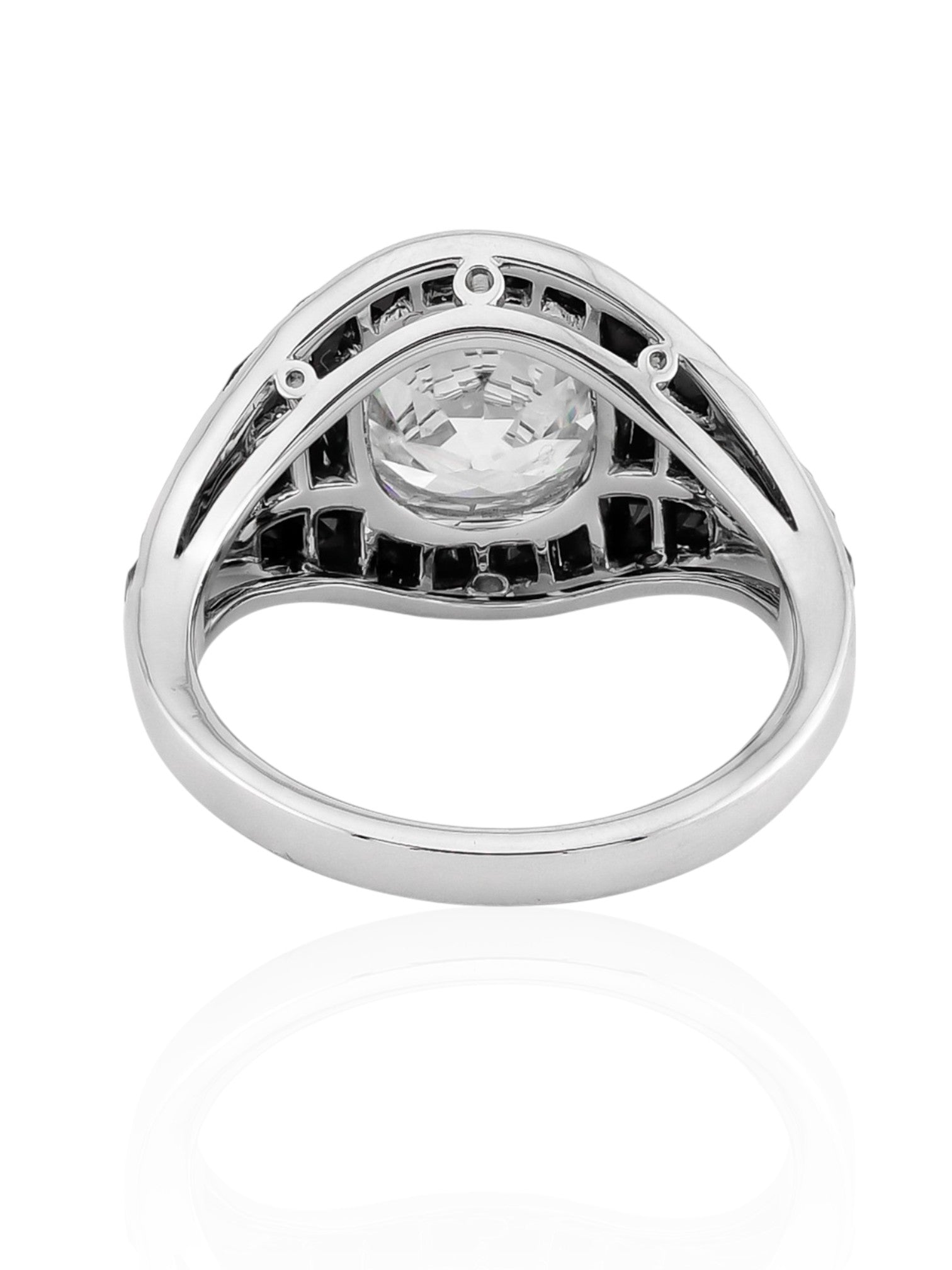 Sophia D Art Deco 2.75 Carat Round Diamond and Onyx Ring in Platinum