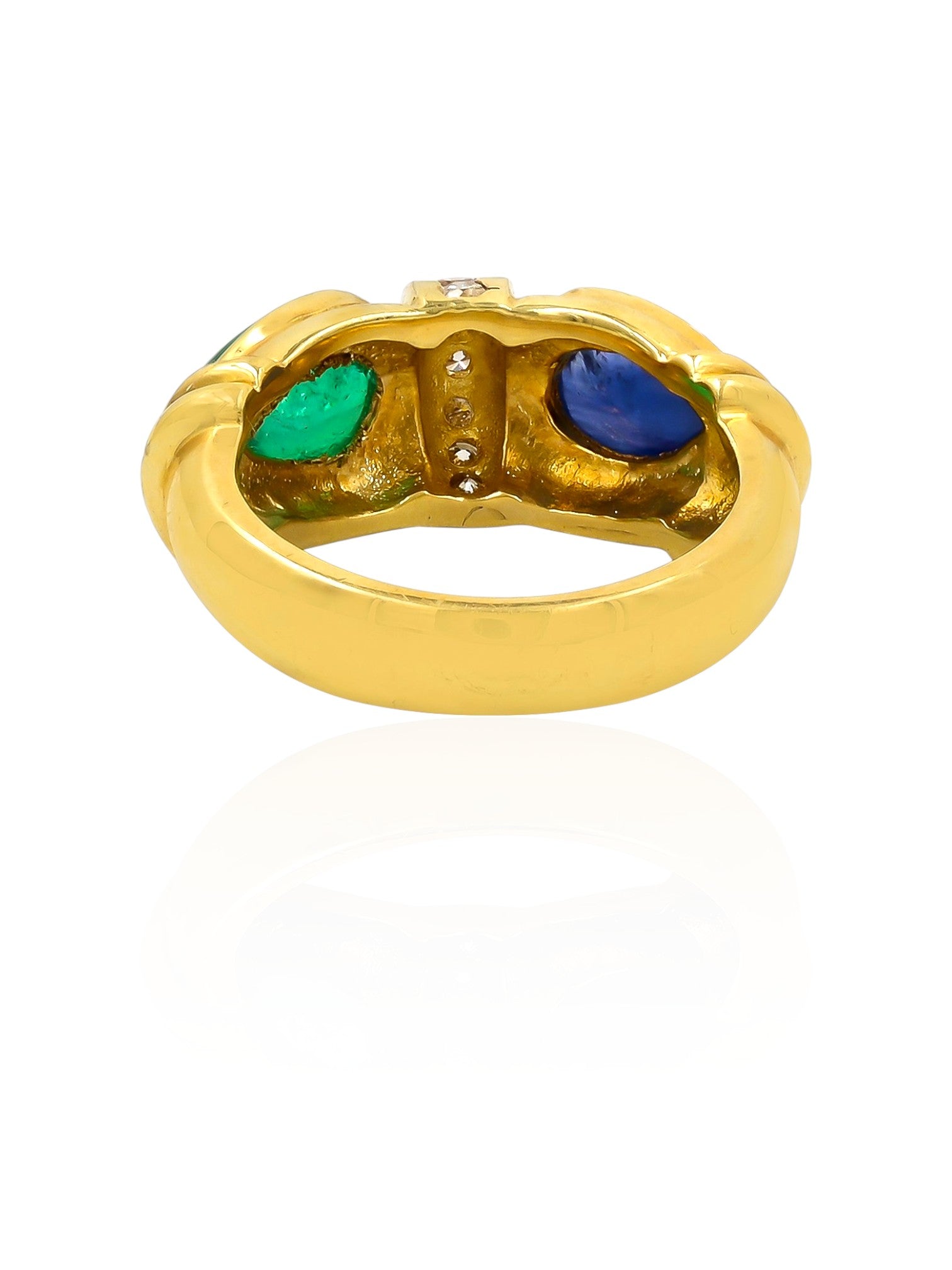 Sophia D Vintage Sapphire, Emerald & Diamond Ring in 18K Yellow Gold