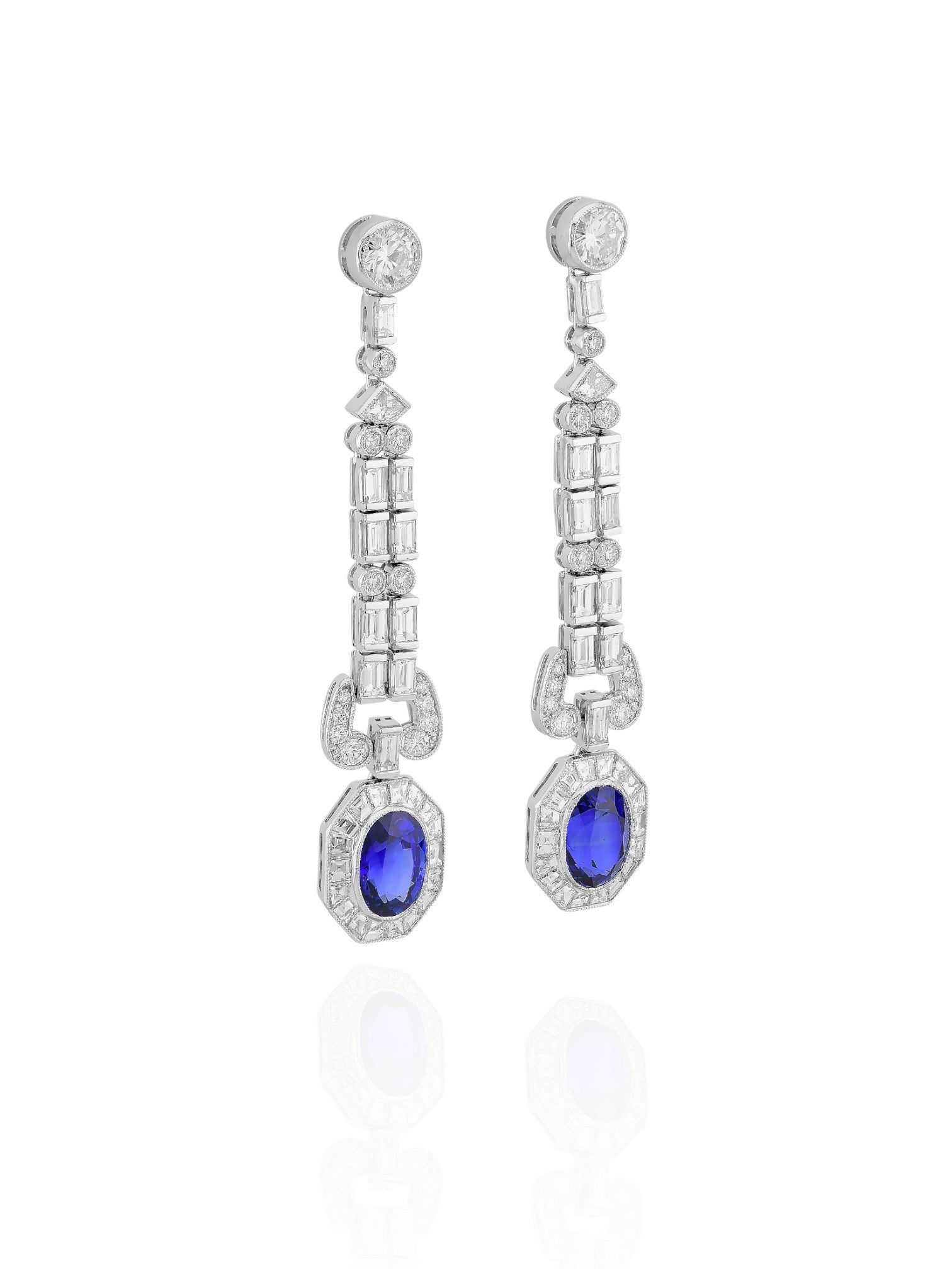 Sophia D Platinum Sapphire & Diamond Drop Earrings