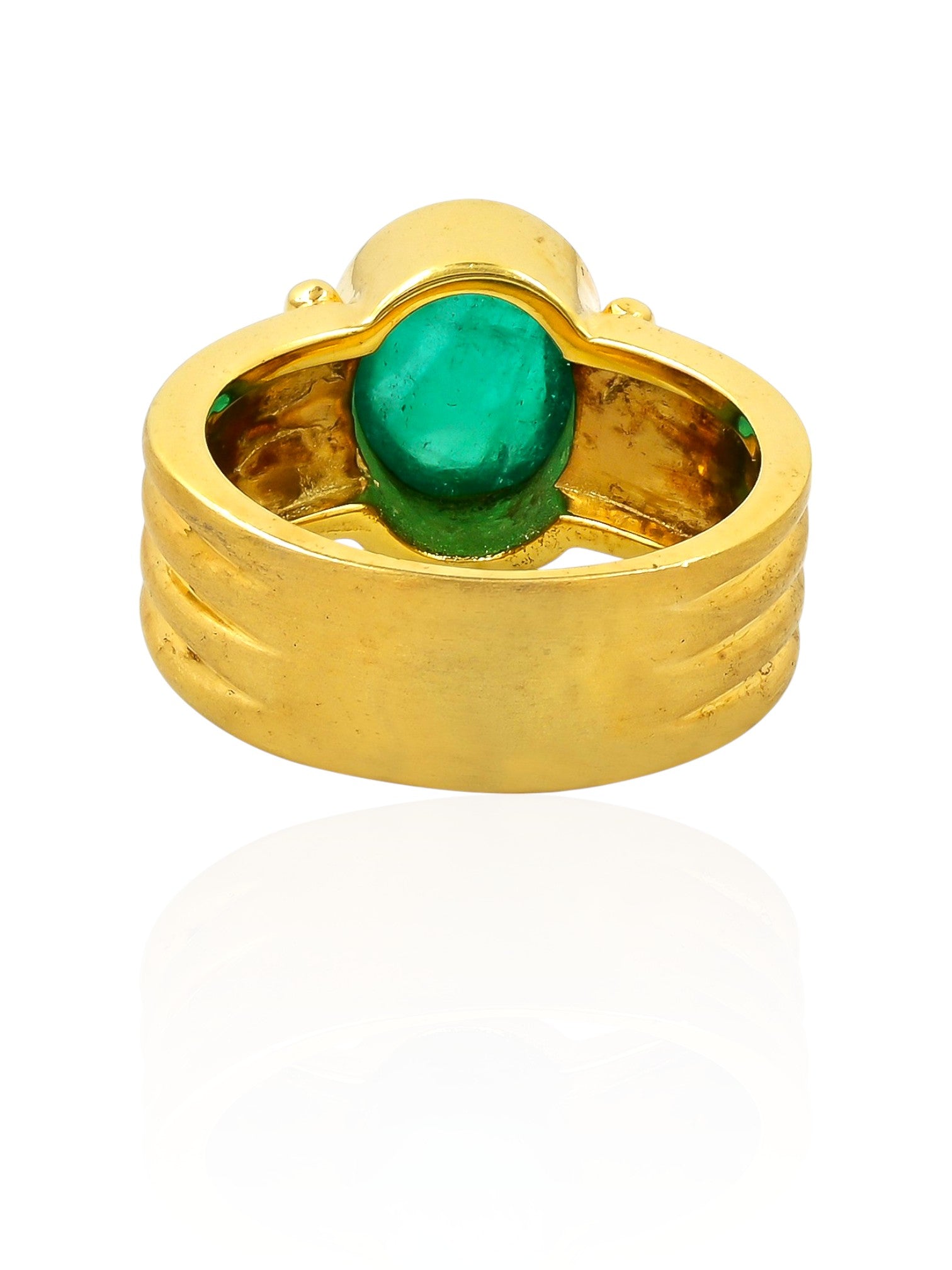 Sophia D Vintage Emerald Cabochon Ring in 18K Yellow Gold