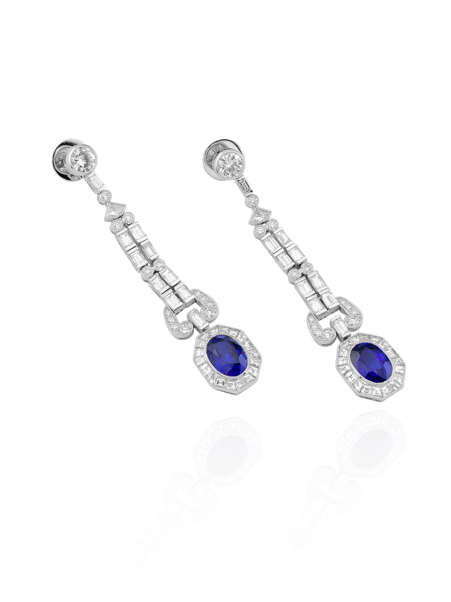 Sophia D Platinum Sapphire & Diamond Drop Earrings
