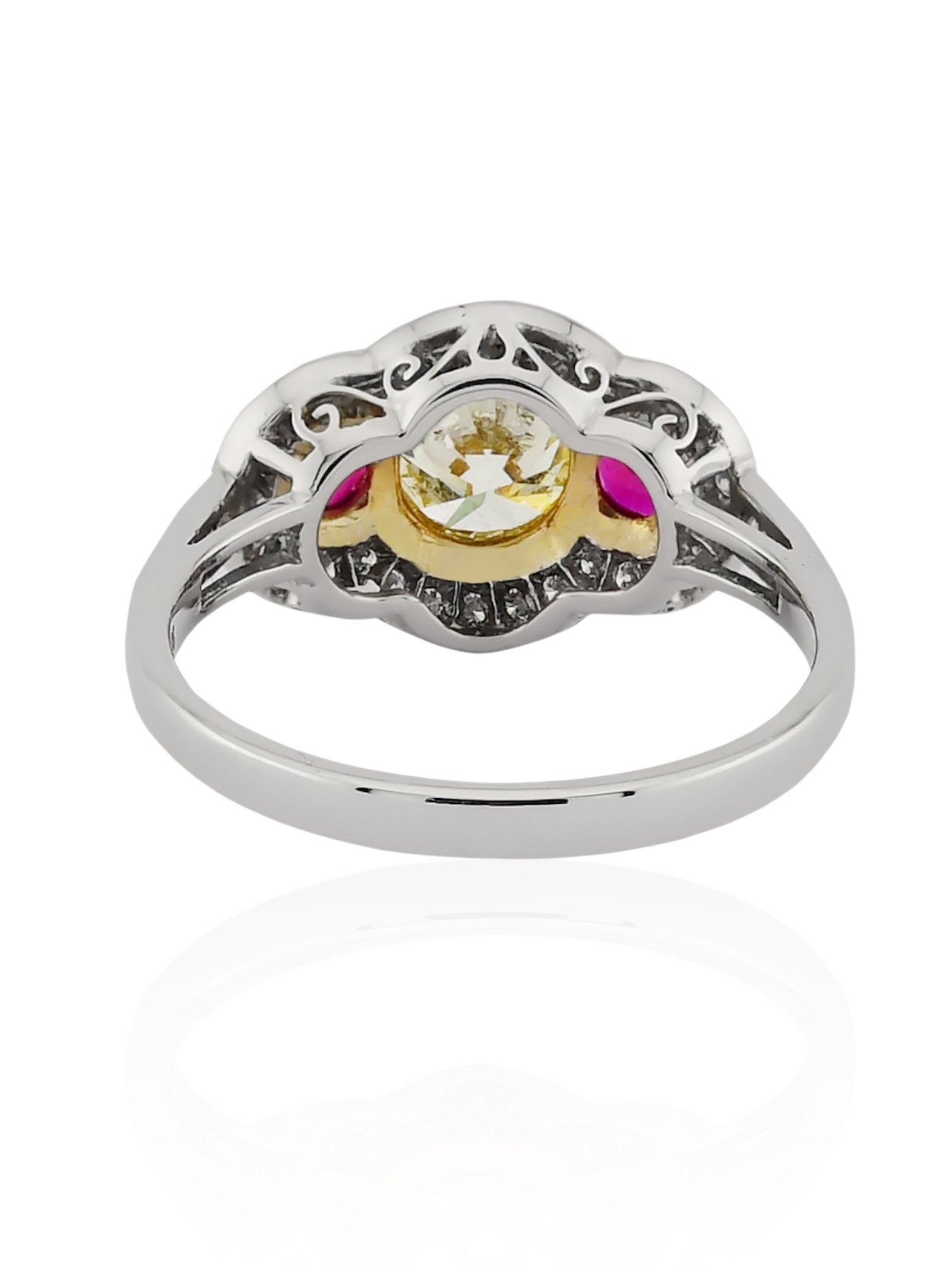 Sophia D Ruby and Yellow Diamond Ring in Platinum and 18K Yellow Gold