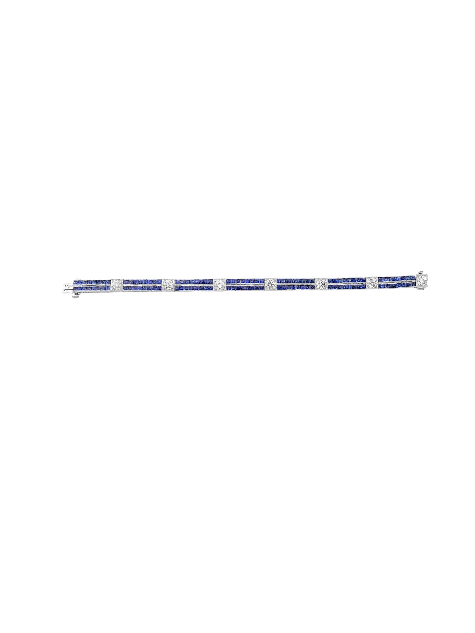 Sophia D Art Deco Sapphire and Diamond Link Bracelet in Platinum