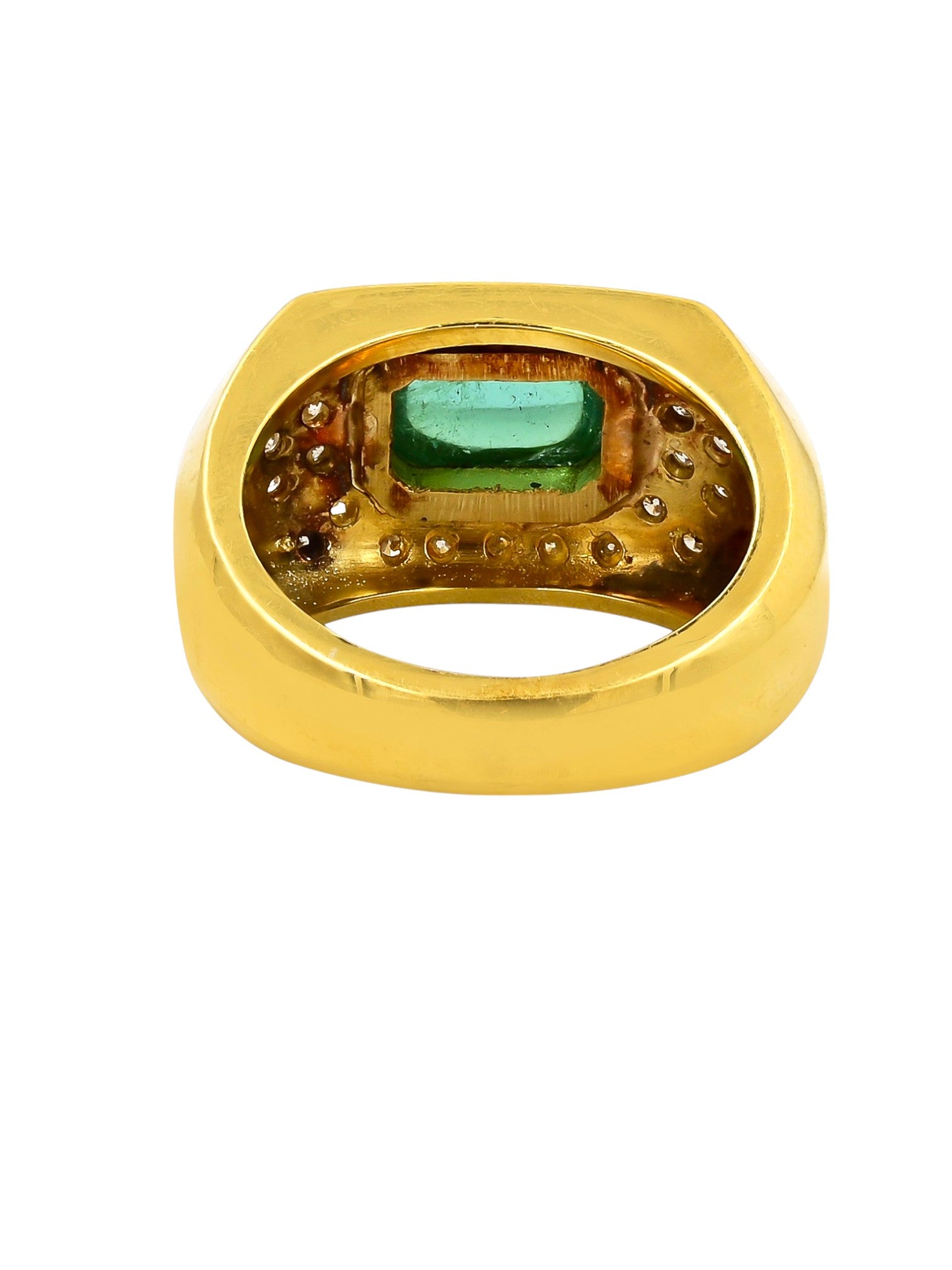 Sophia D Vintage Cabochon Emerald and Diamond Ring in 18K Gold