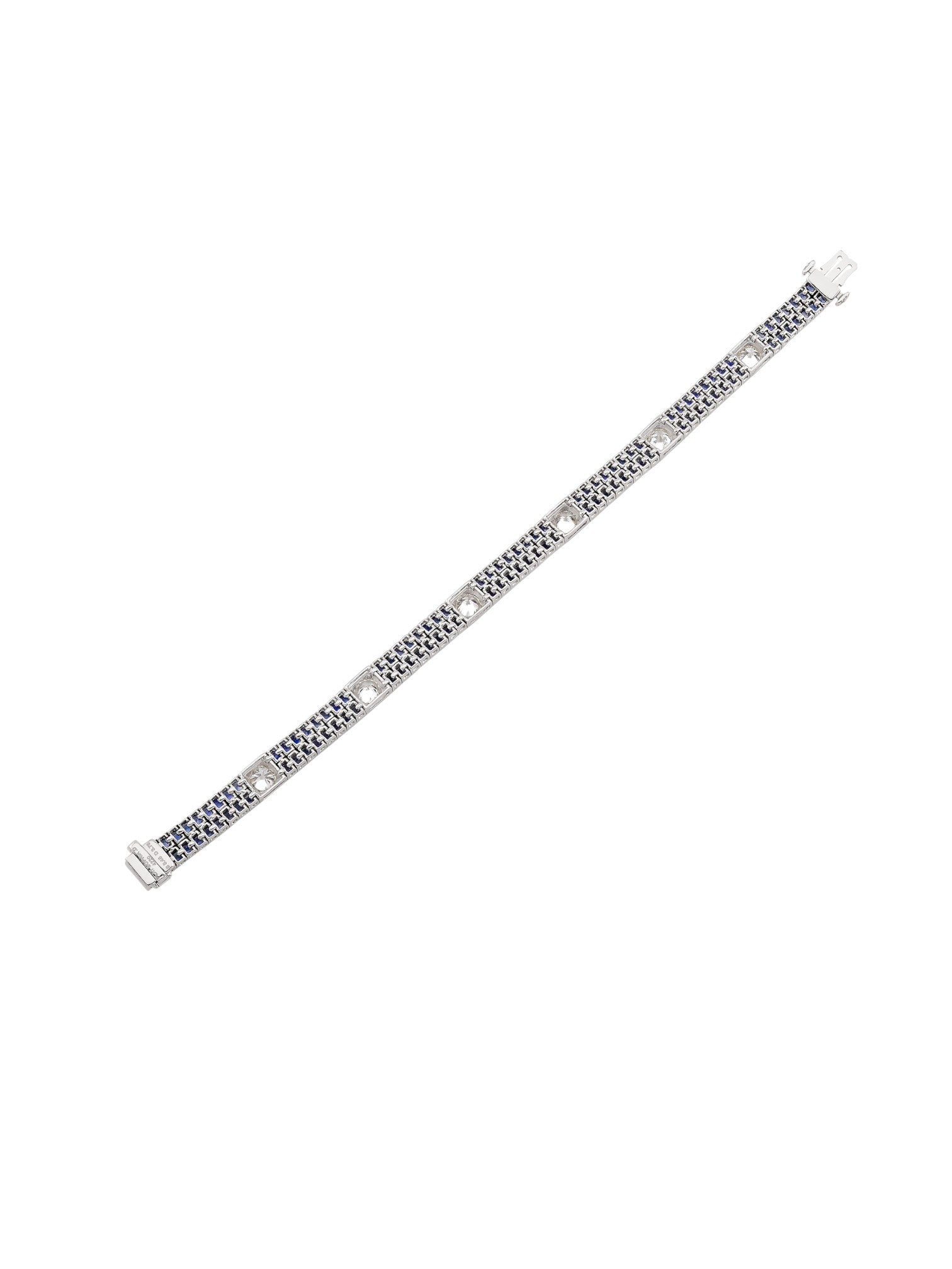 Sophia D Art Deco Sapphire and Diamond Link Bracelet in Platinum
