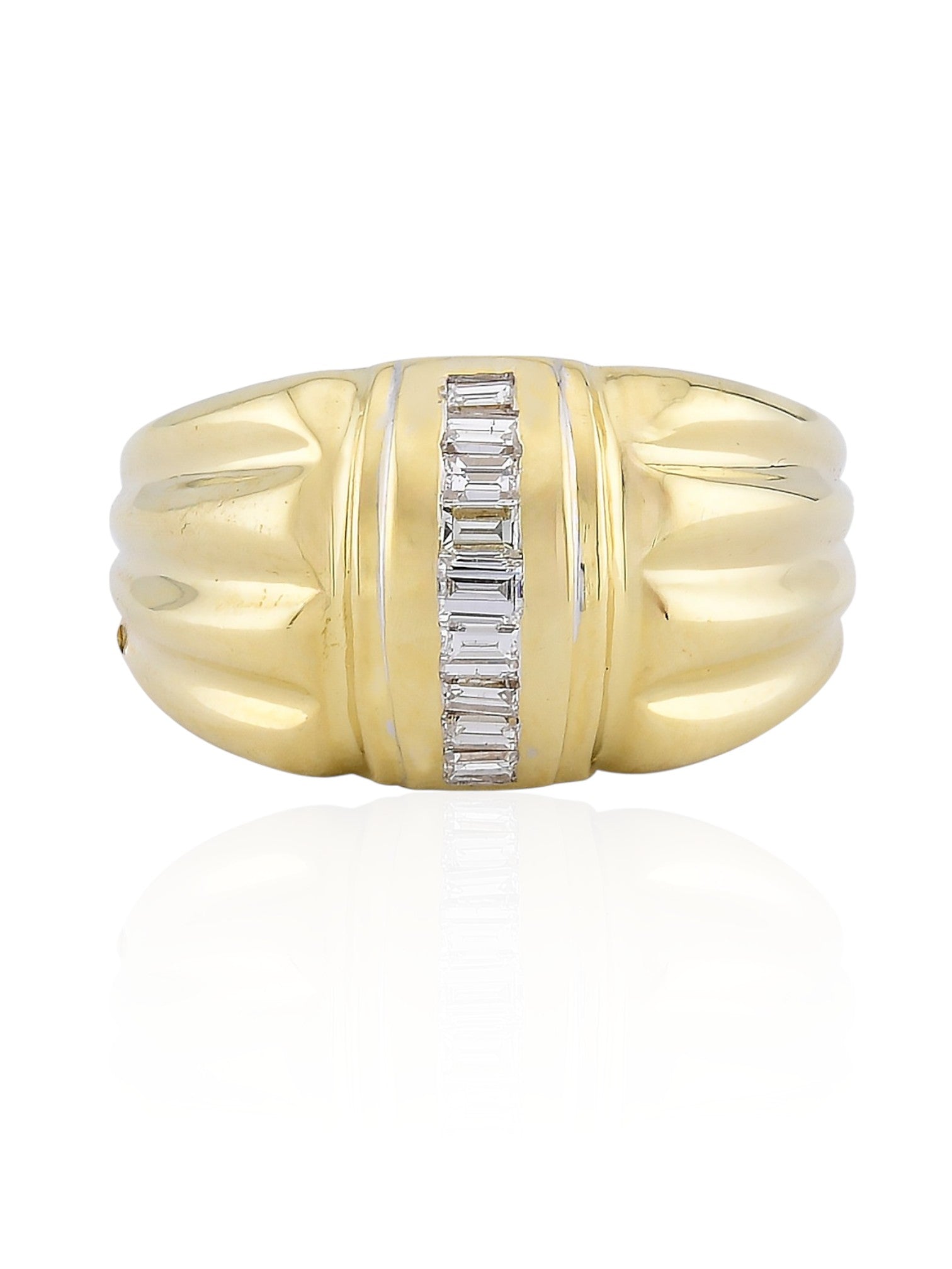 Sophia D Vintage Baguette Diamond Ribbed Band in 18K Yellow Gold