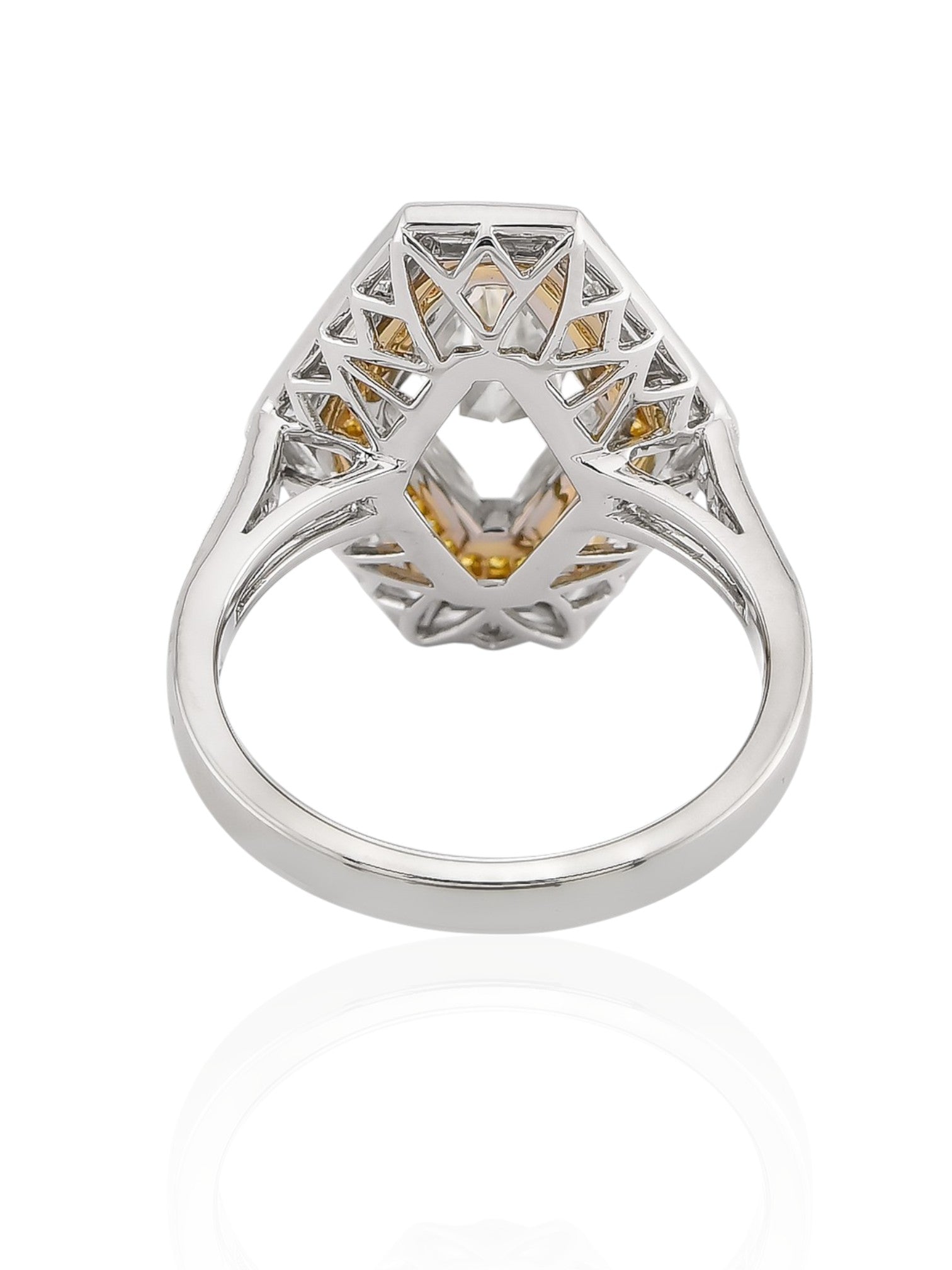 Sophia D Art Deco Mosaic 1.54 Carat Diamond and Yellow Diamond Ring in Platinum and 18K Yellow Gold