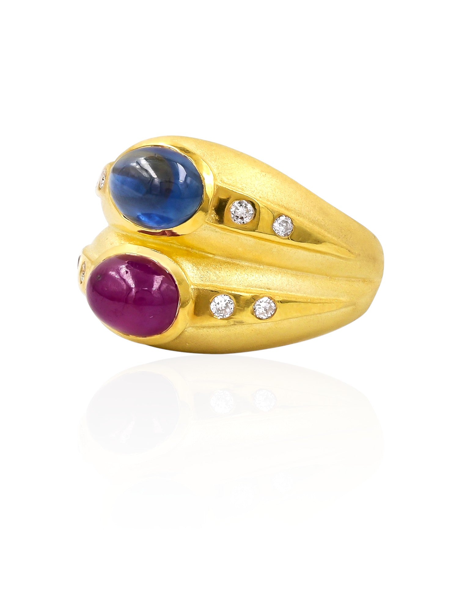 Sophia D Vintage Sapphire, Ruby & Diamond Dome Ring in 18K Yellow Gold