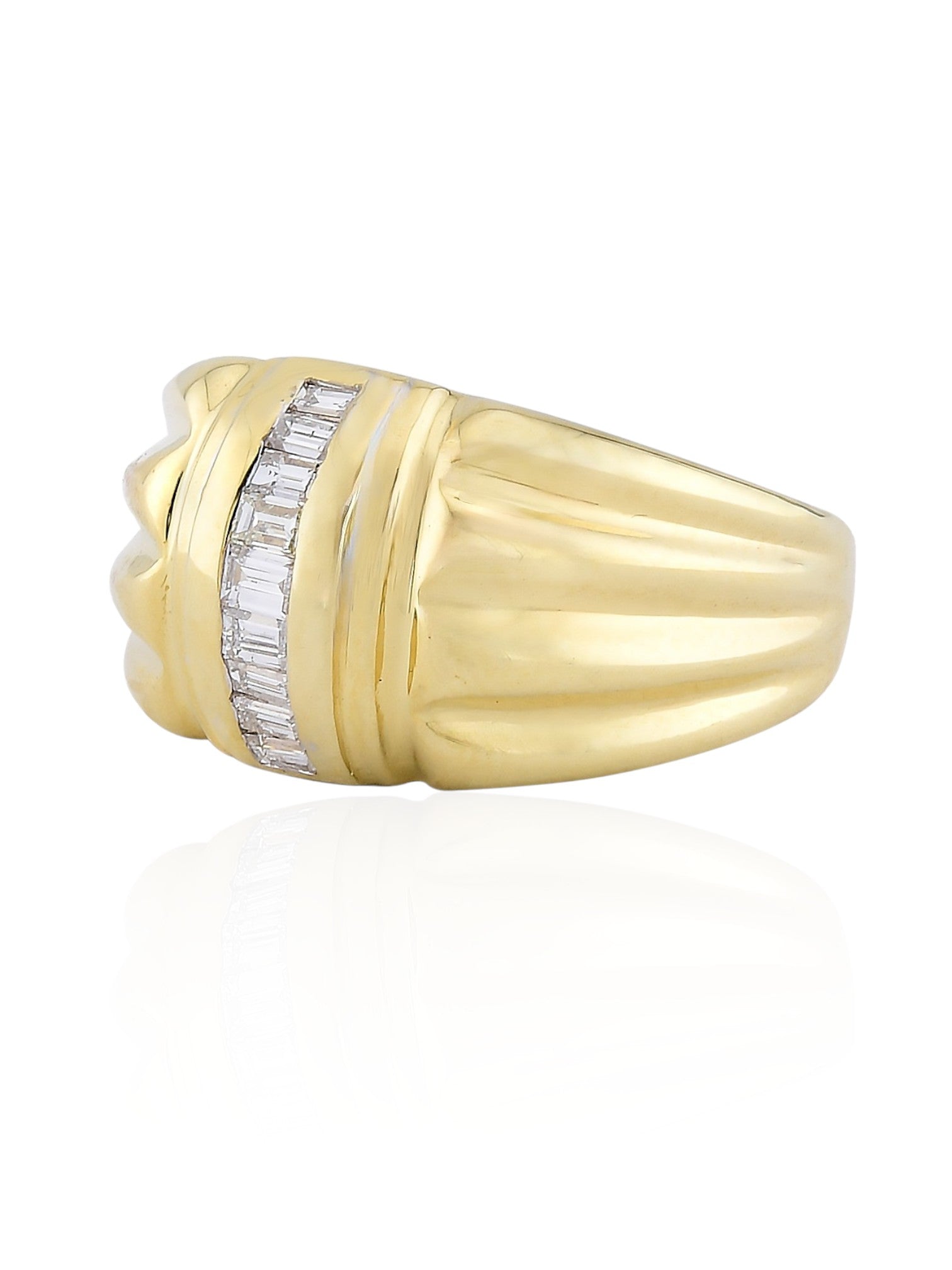 Sophia D Vintage Baguette Diamond Ribbed Band in 18K Yellow Gold