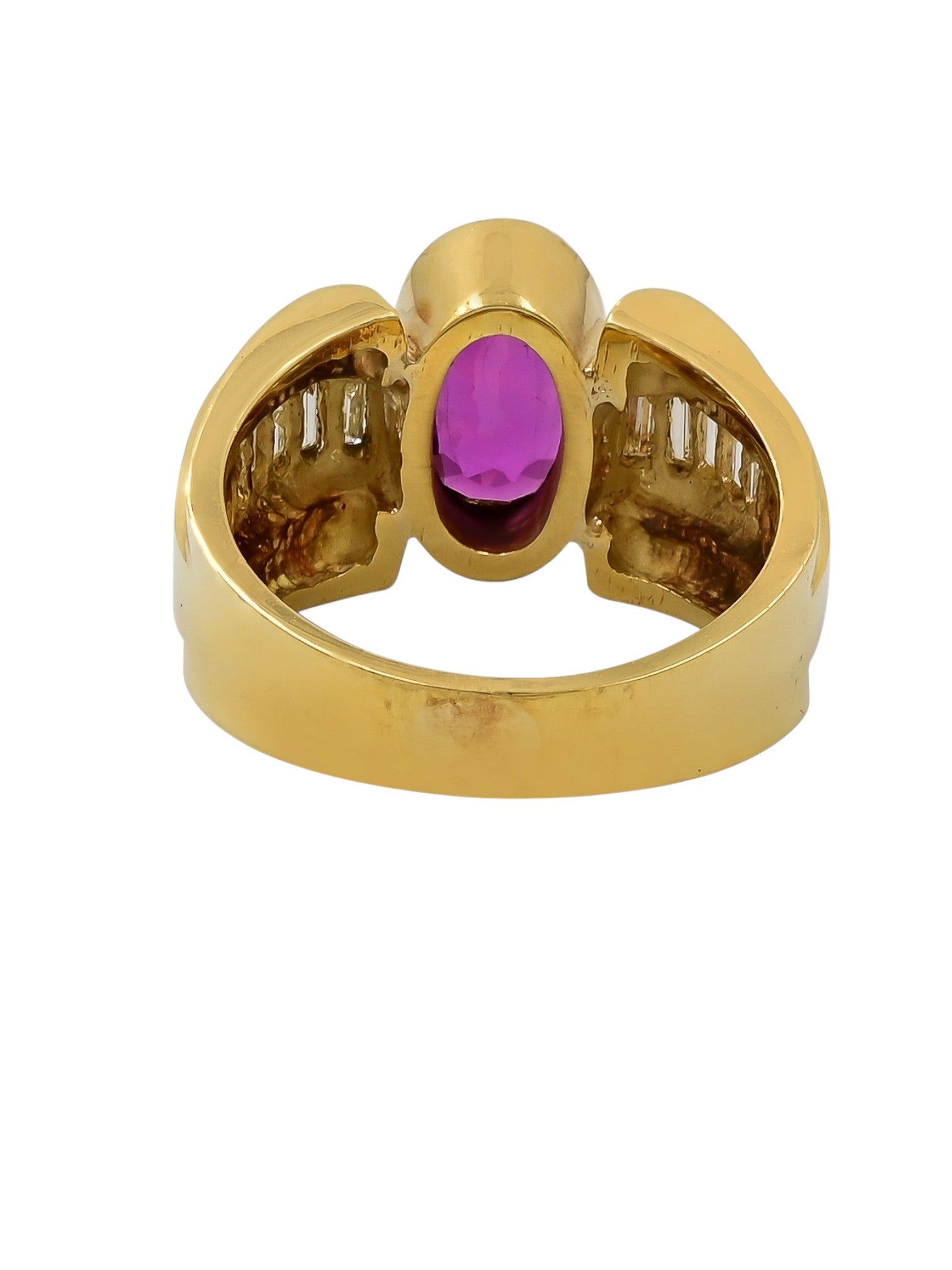 Sophia D Oval Ruby & Baguette Diamond 18K Yellow Gold Ring