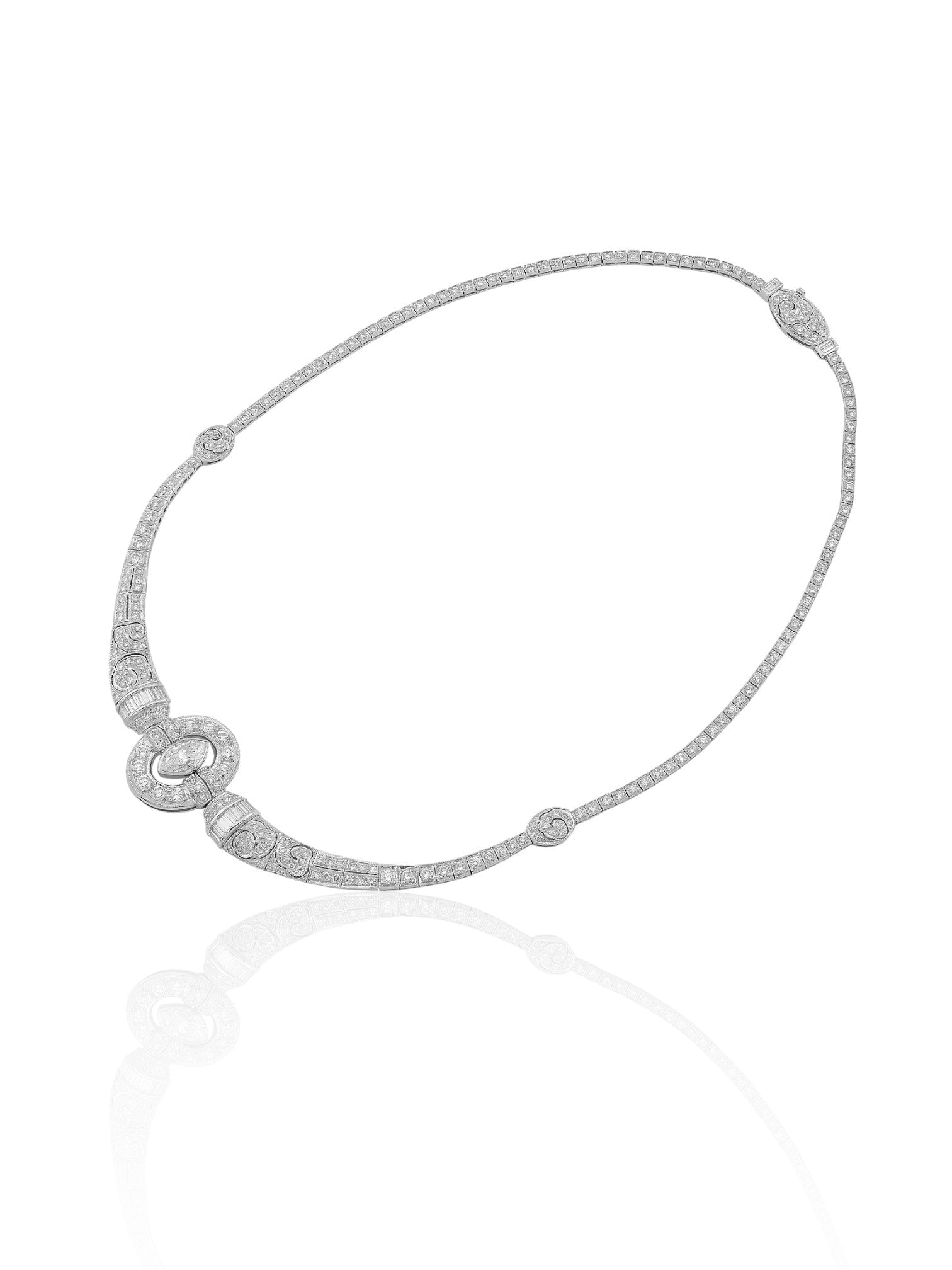 Sophia D Marquise Diamond Halo Necklace in Platinum