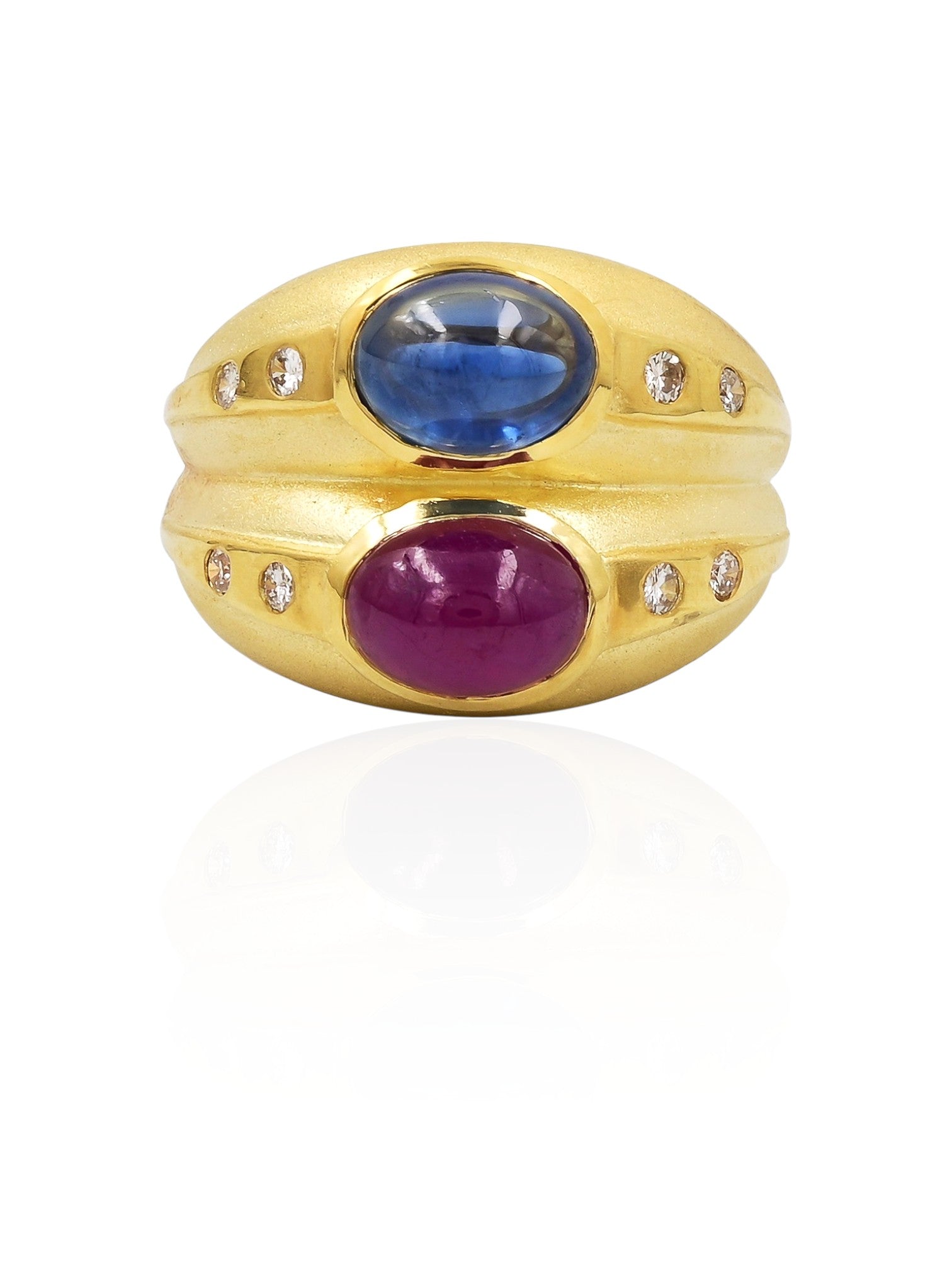 Sophia D Vintage Sapphire, Ruby & Diamond Dome Ring in 18K Yellow Gold