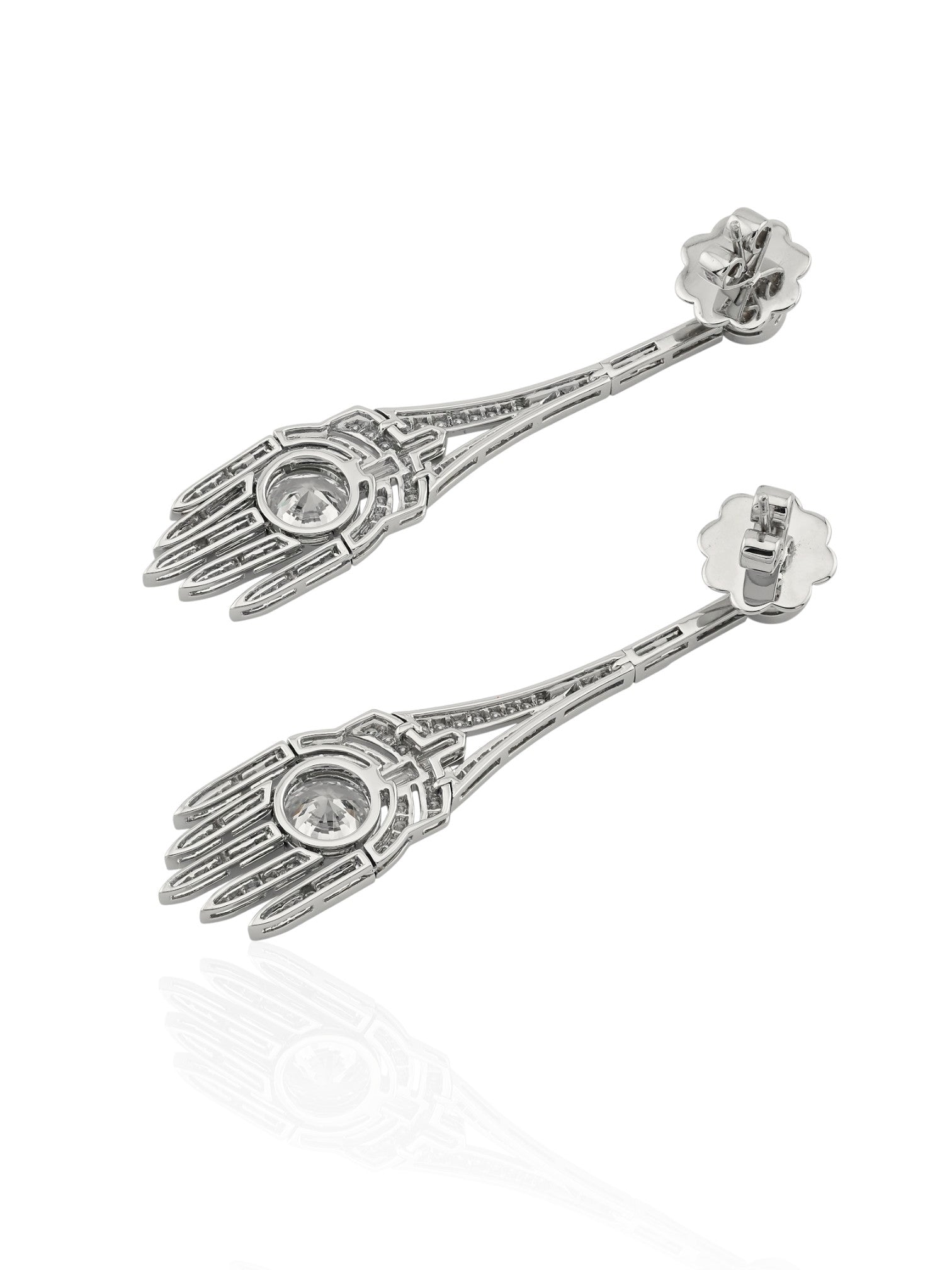 Sophia D Art Deco GIA-Certified Diamond Drop Earrings in Platinum