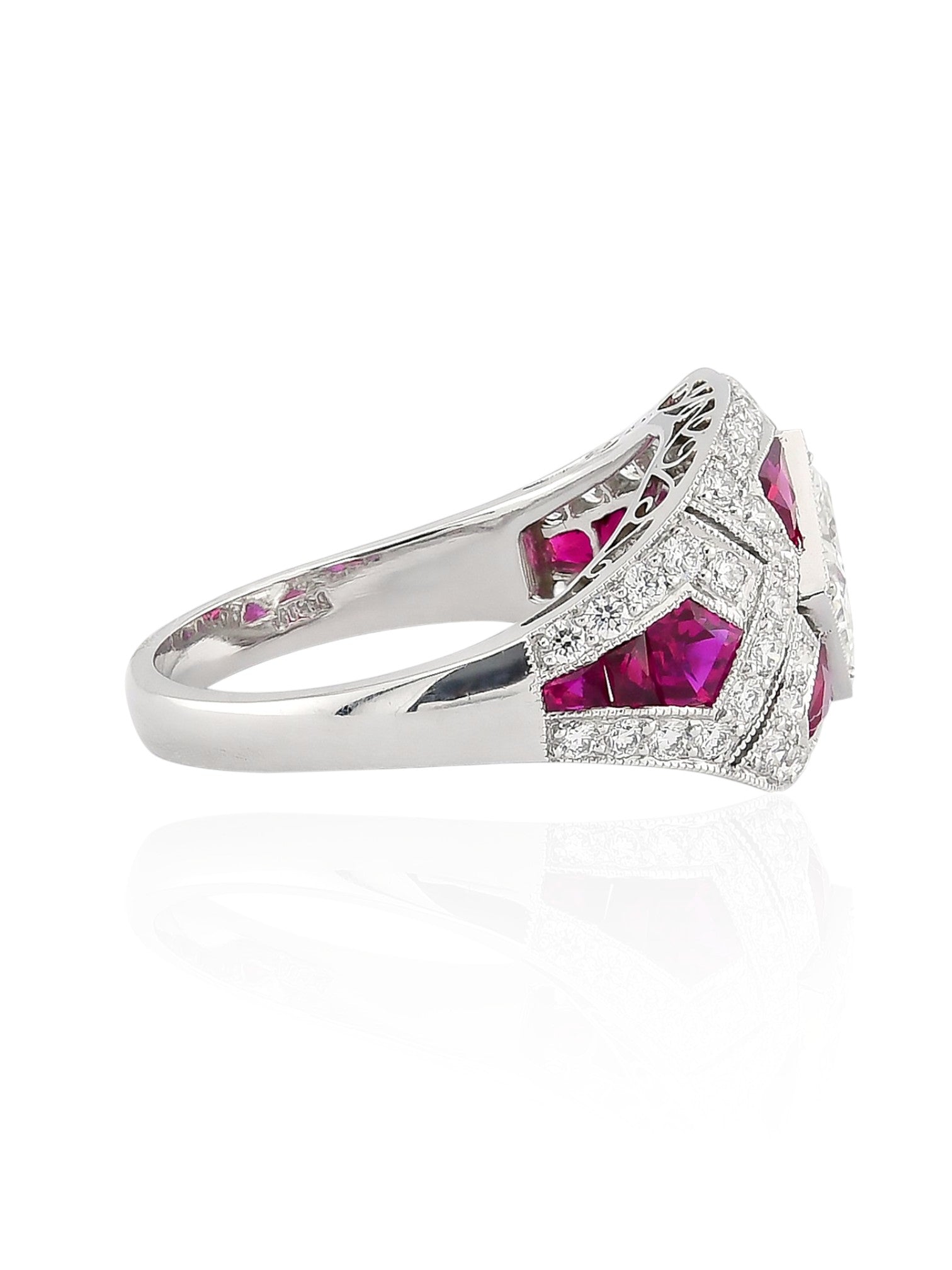 Sophia D Art Deco Ruby and Diamond Ring in Platinum
