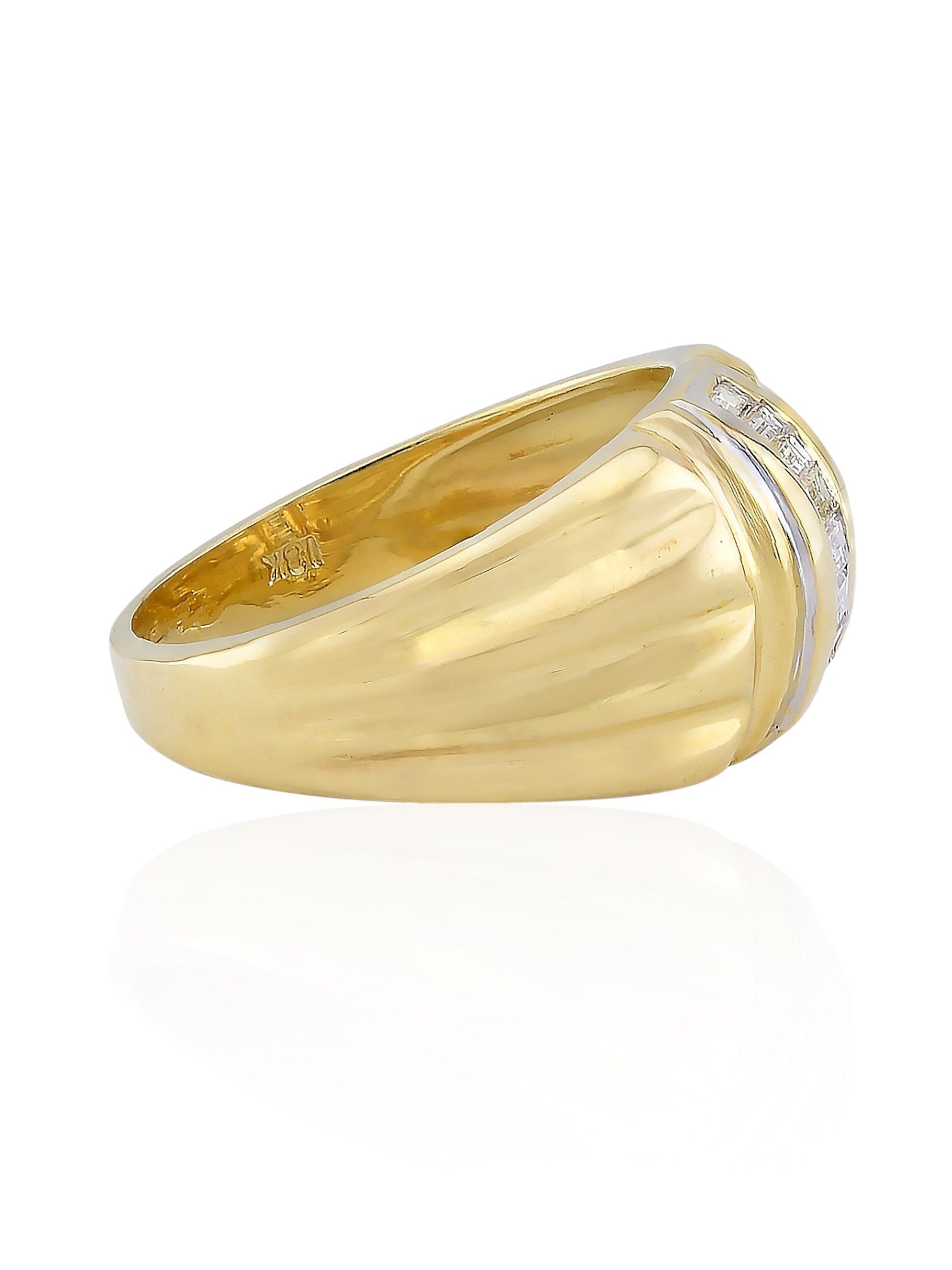 Sophia D Vintage Baguette Diamond Ribbed Band in 18K Yellow Gold
