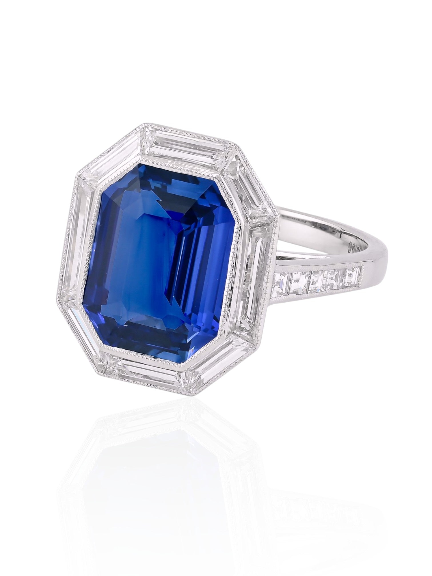 Sophia D Art Deco Mosaic Sapphire and Diamond Ring in Platinum