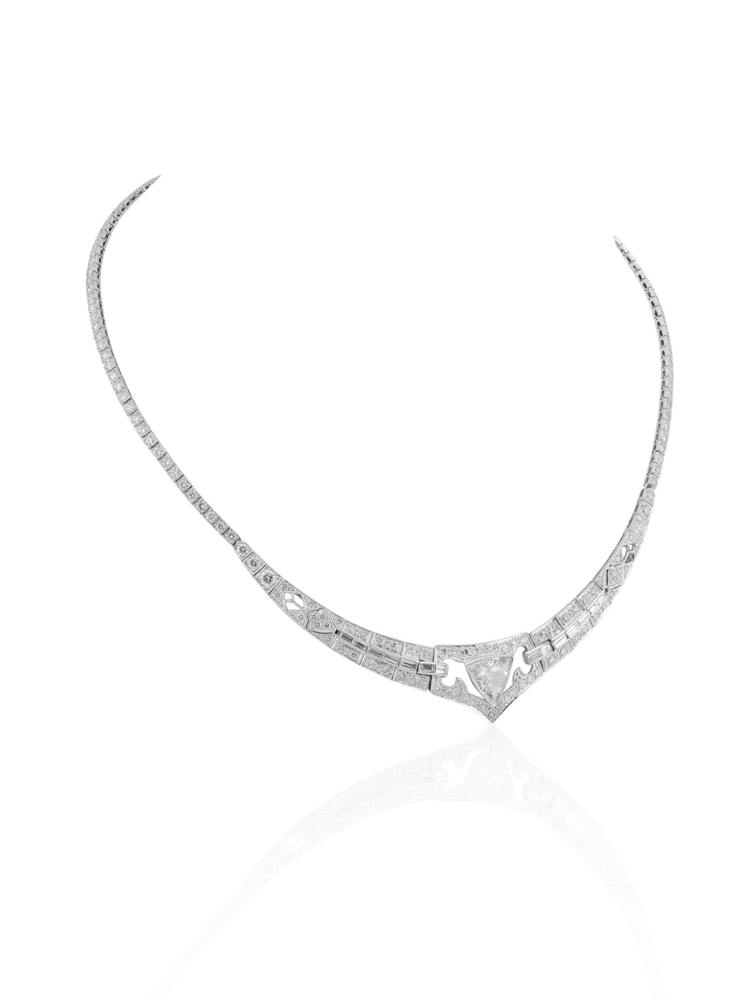 Sophia D Trillion-Cut Diamond Necklace in Platinum