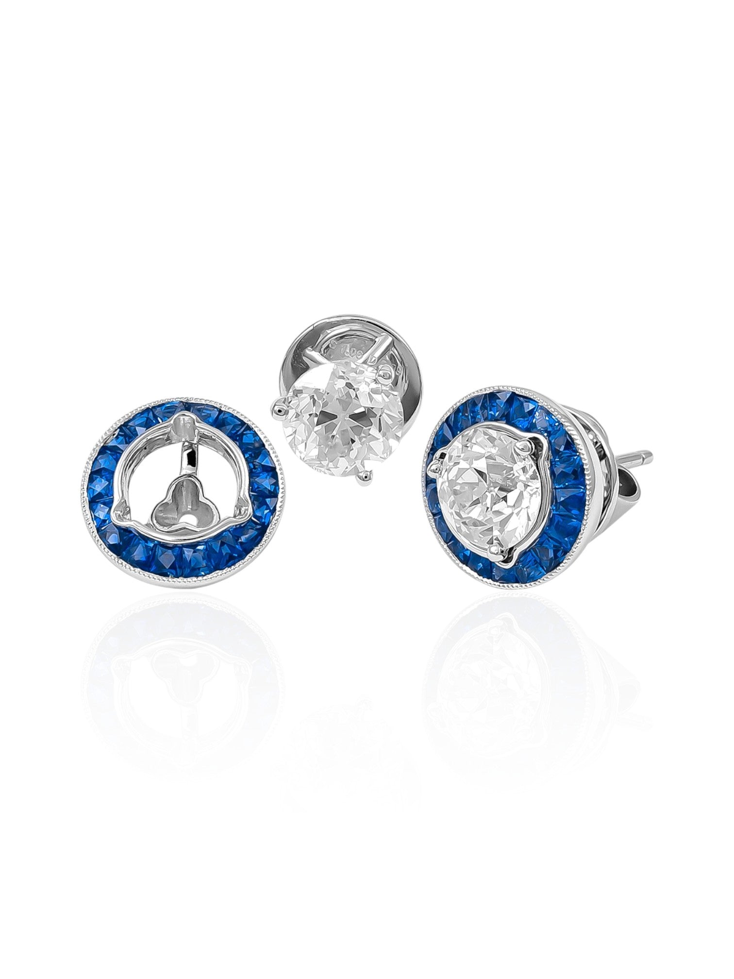 Sophia D Sapphire and Diamond Jacket Earrings in Platinum