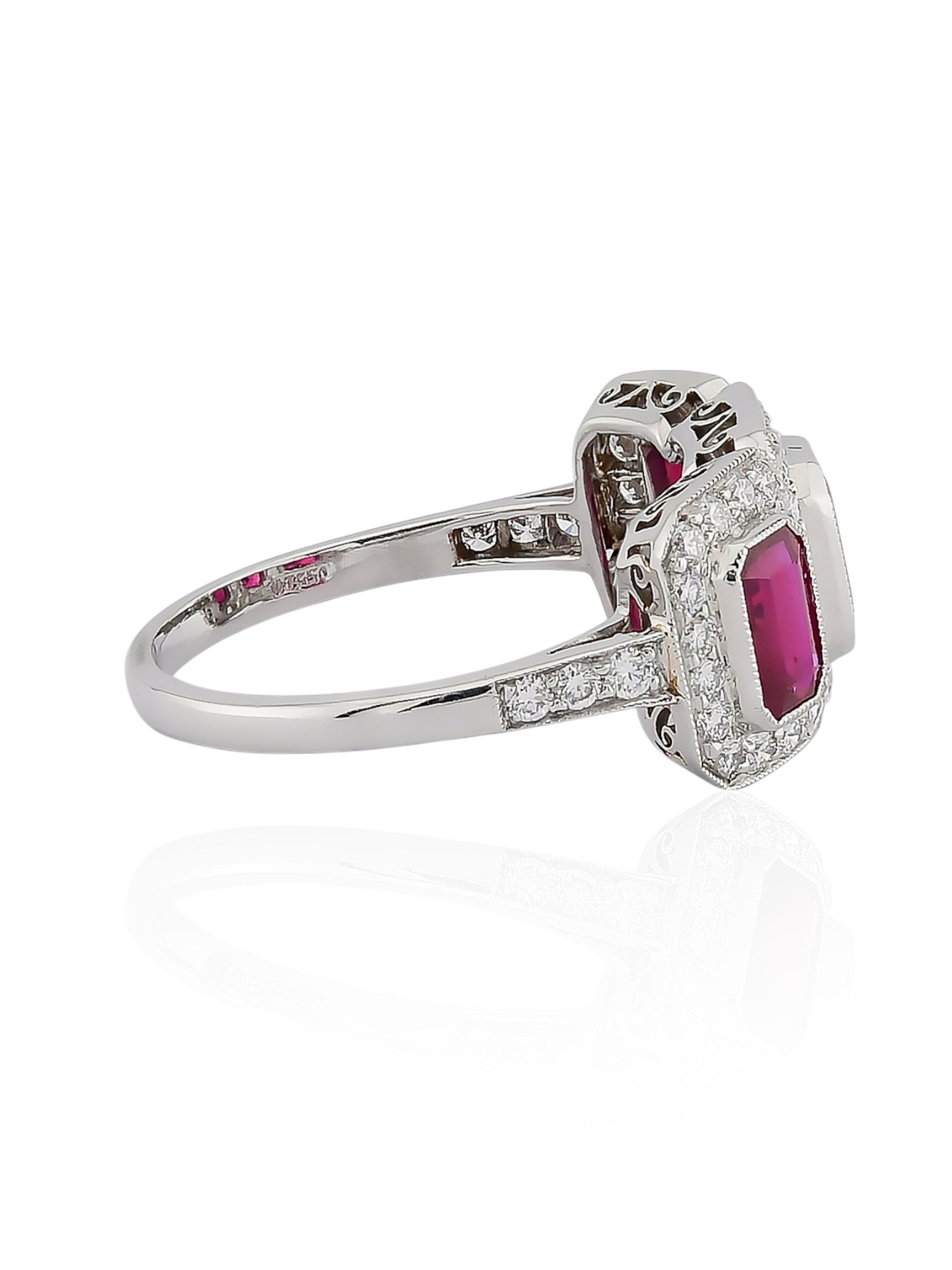Sophia D Ruby and Diamond Three-Stone Ring in Platinum