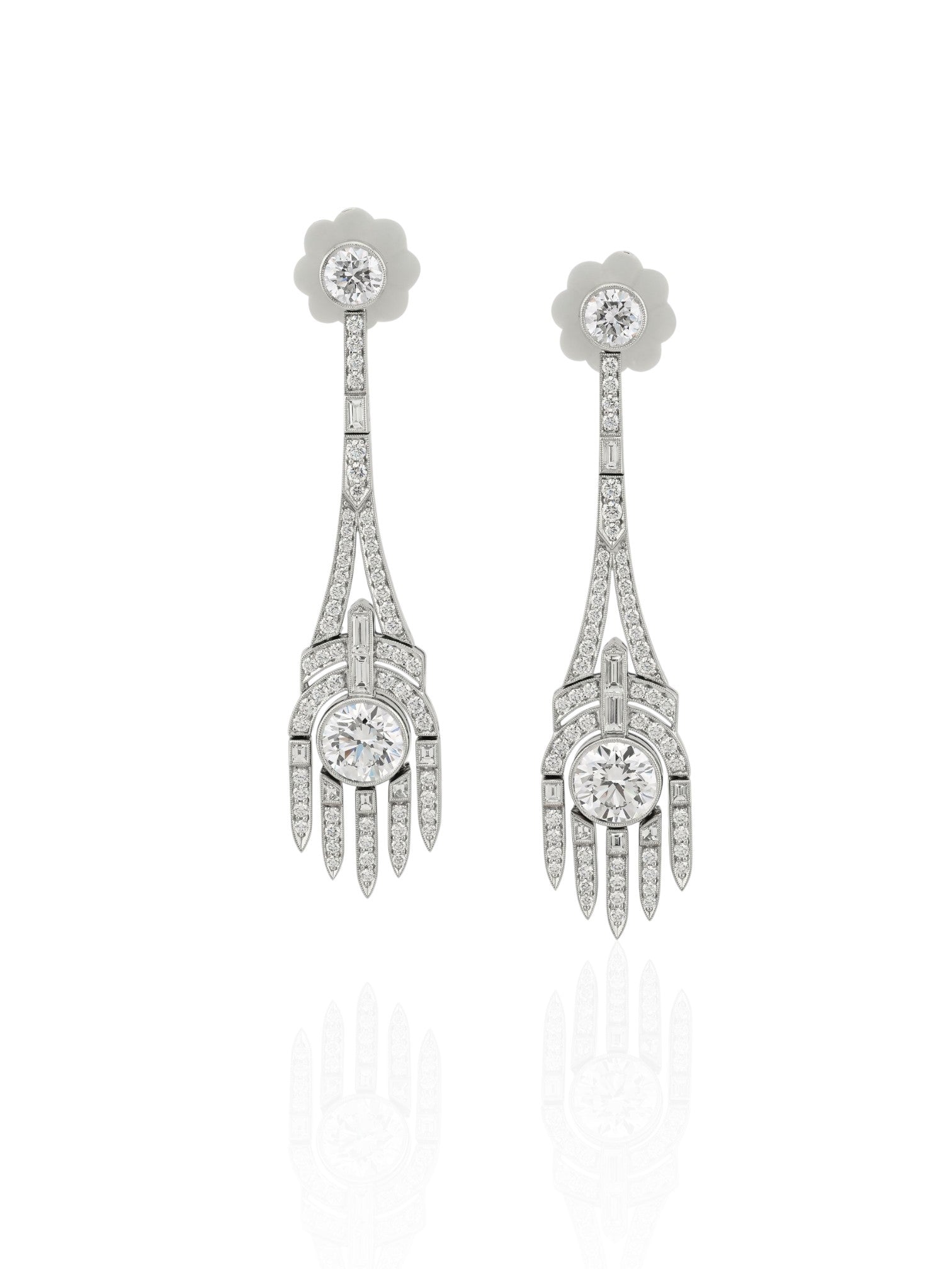 Sophia D Art Deco GIA-Certified Diamond Drop Earrings in Platinum