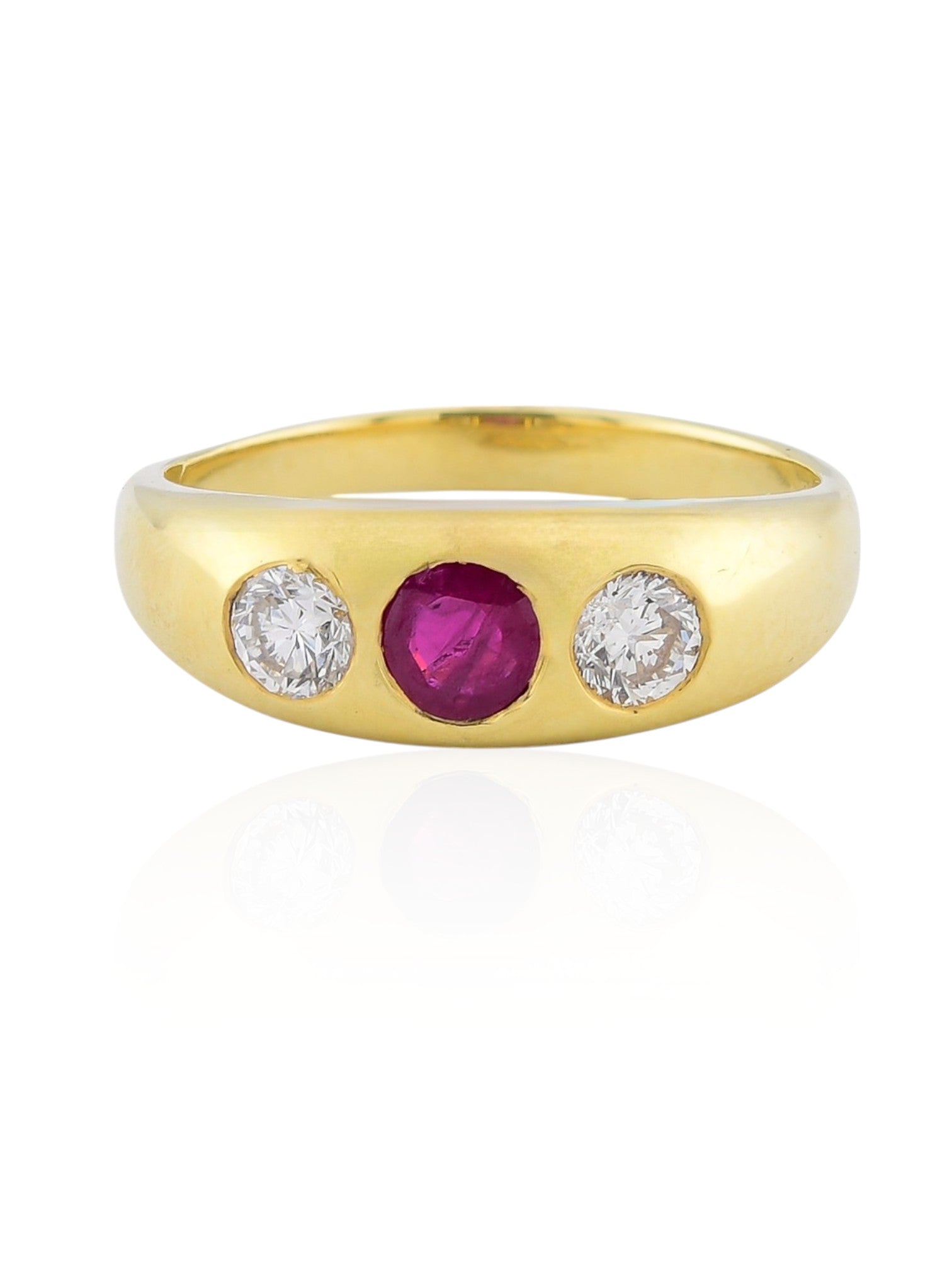 Sophia D Vintage Ruby and Diamond Trio Ring in 18K Yellow Gold