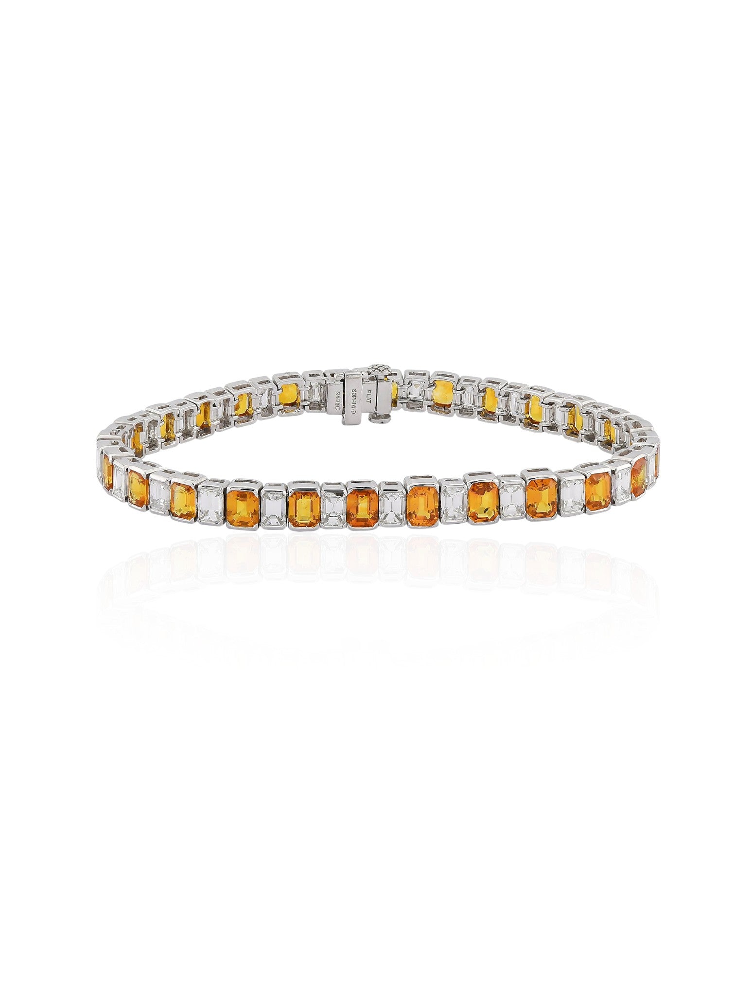 Sophia D Yellow Sapphire and Diamond Tennis Bracelet in Platinum